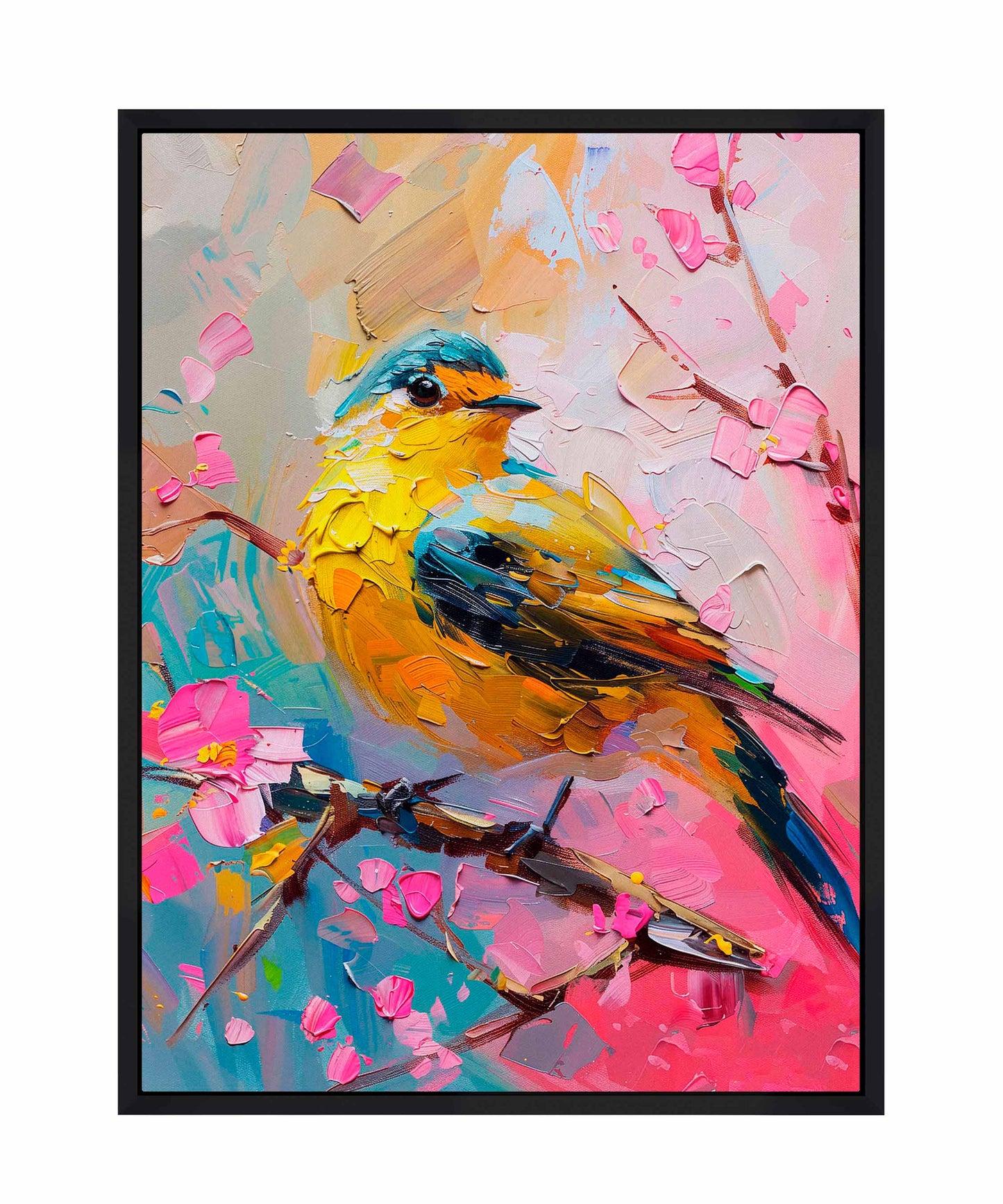 Radiant Serenade - Warbler in Bloom - Gallery Wrapped Canvas