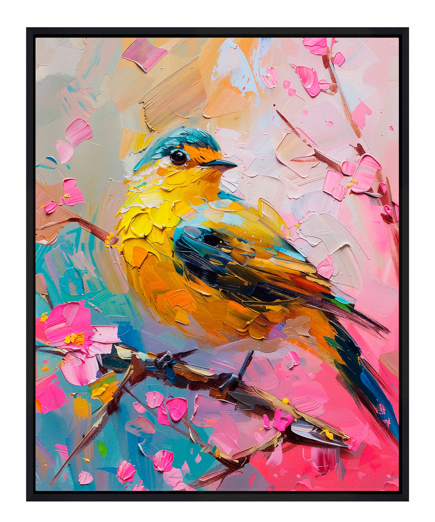 Radiant Serenade - Warbler in Bloom - Gallery Wrapped Canvas