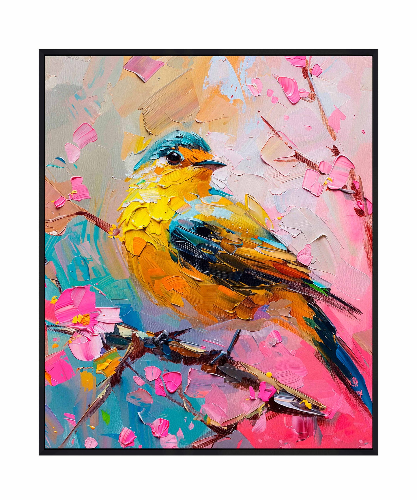 Radiant Serenade - Warbler in Bloom - Gallery Wrapped Canvas