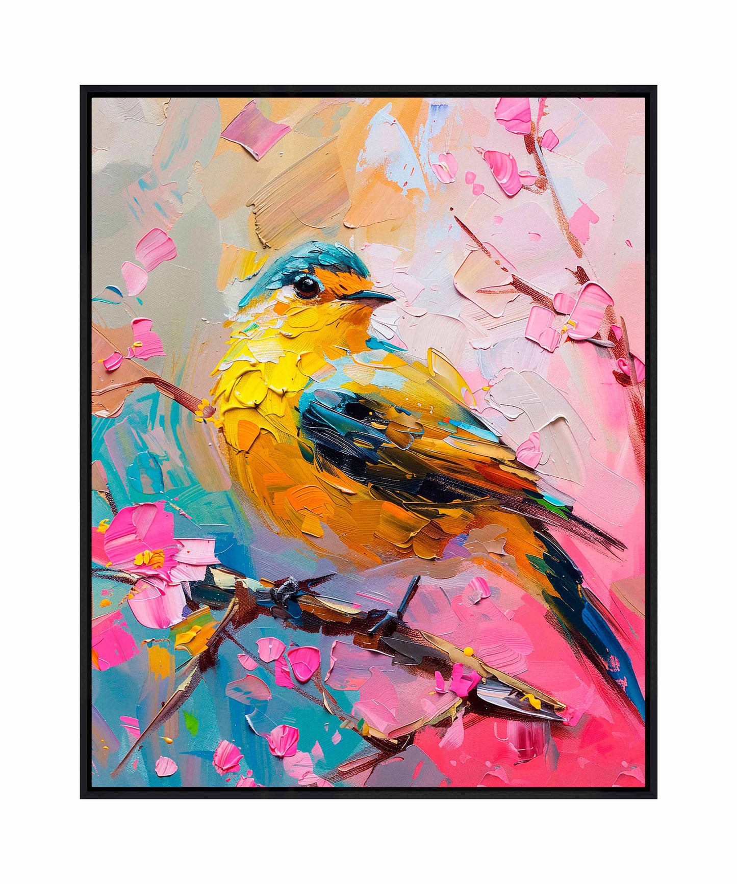 Radiant Serenade - Warbler in Bloom - Gallery Wrapped Canvas