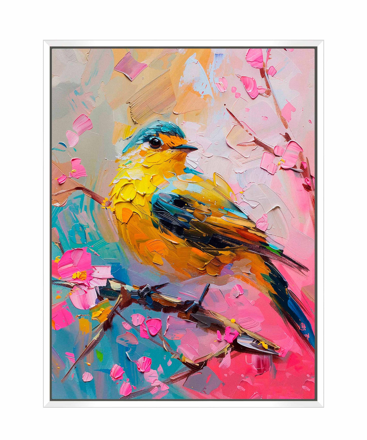 Radiant Serenade - Warbler in Bloom - Gallery Wrapped Canvas