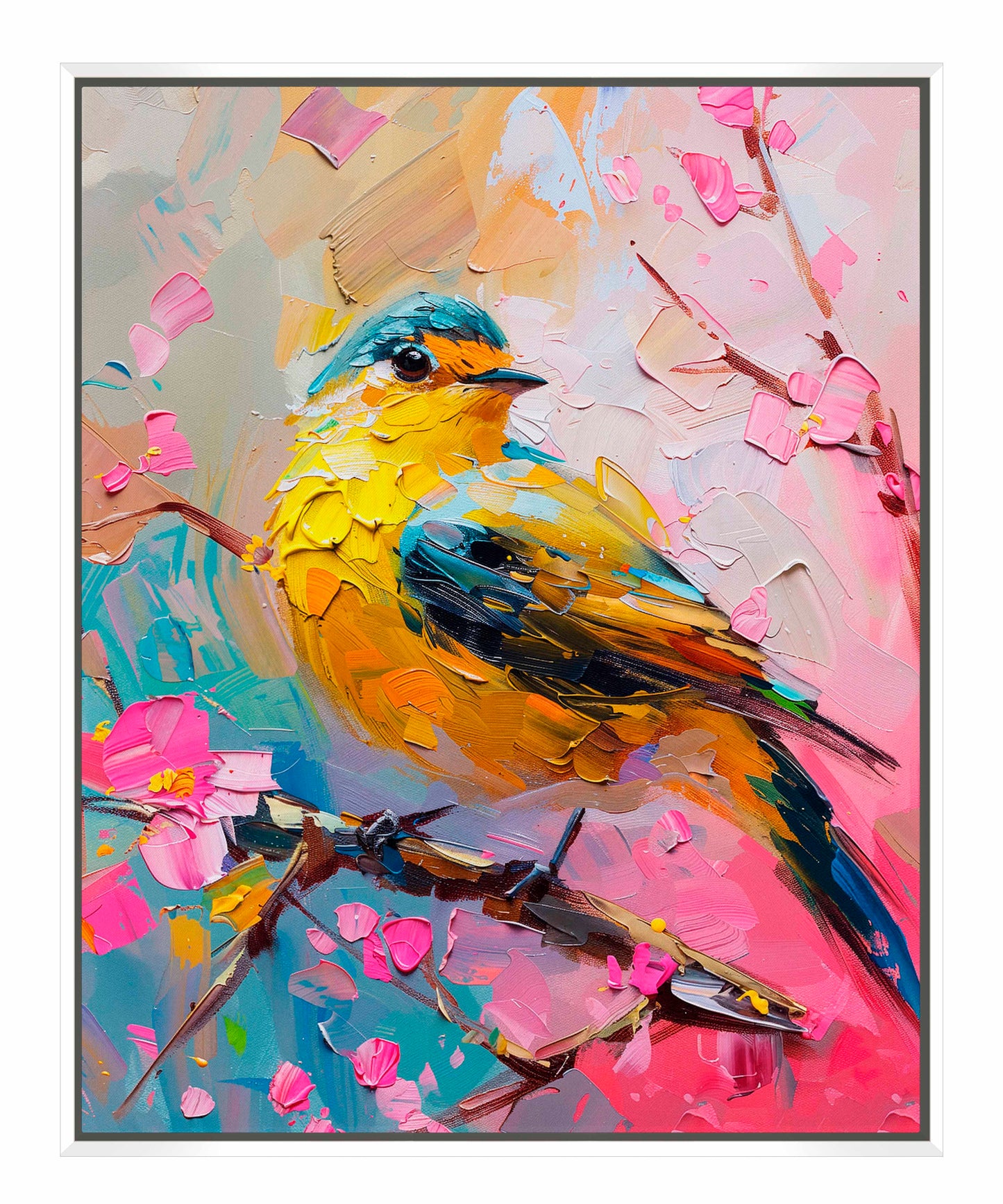 Radiant Serenade - Warbler in Bloom - Gallery Wrapped Canvas