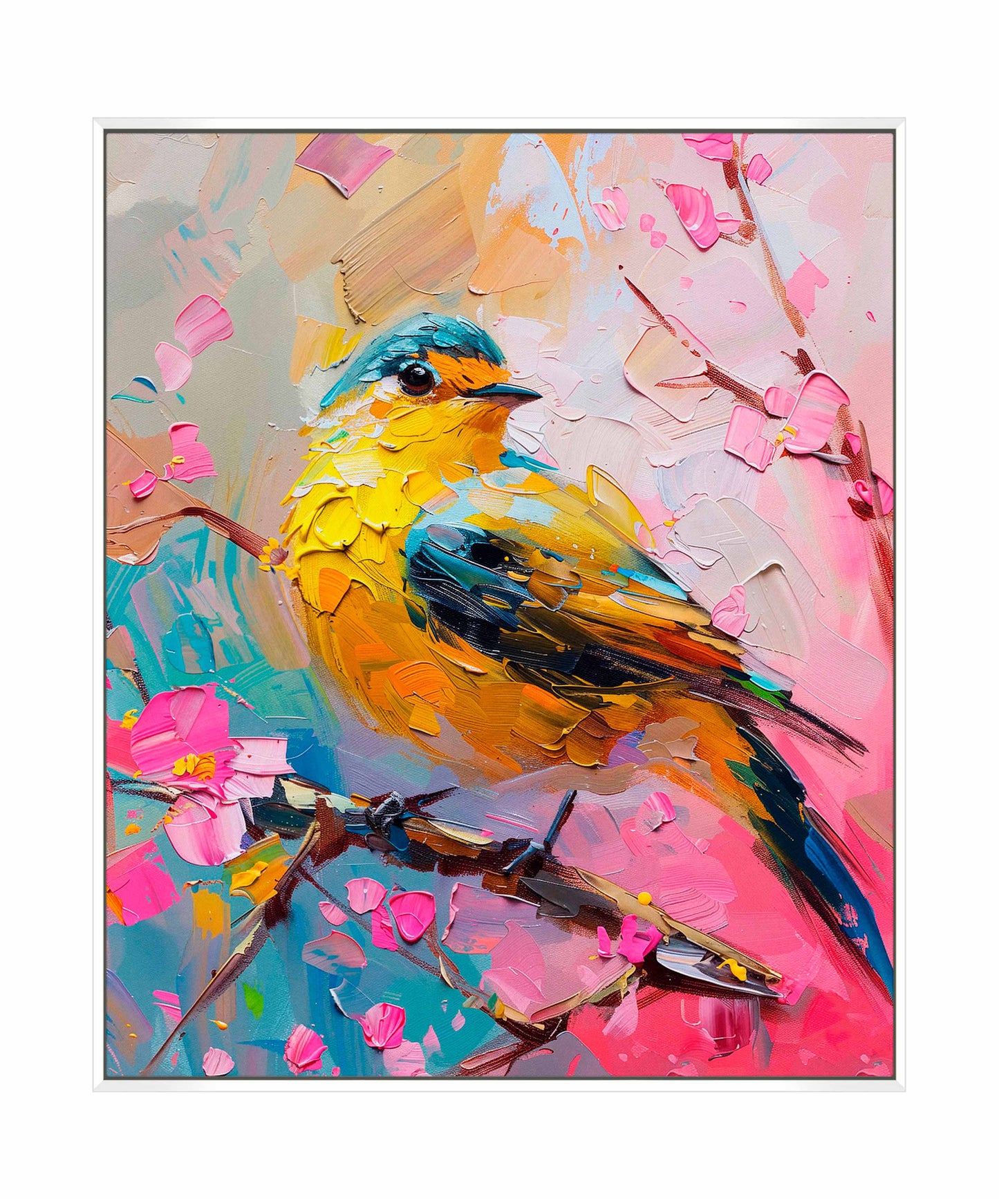 Radiant Serenade - Warbler in Bloom - Gallery Wrapped Canvas
