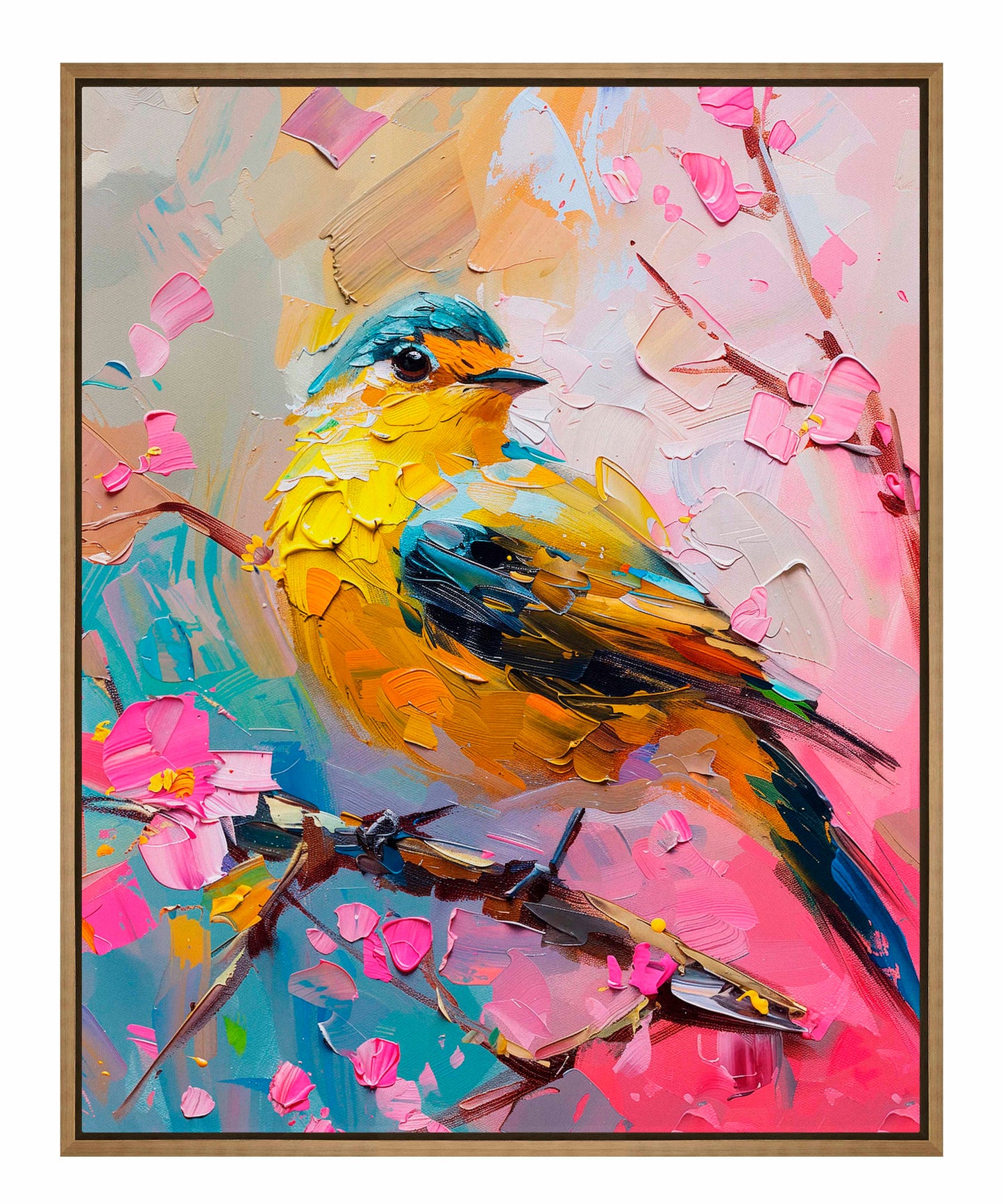 Radiant Serenade - Warbler in Bloom - Gallery Wrapped Canvas