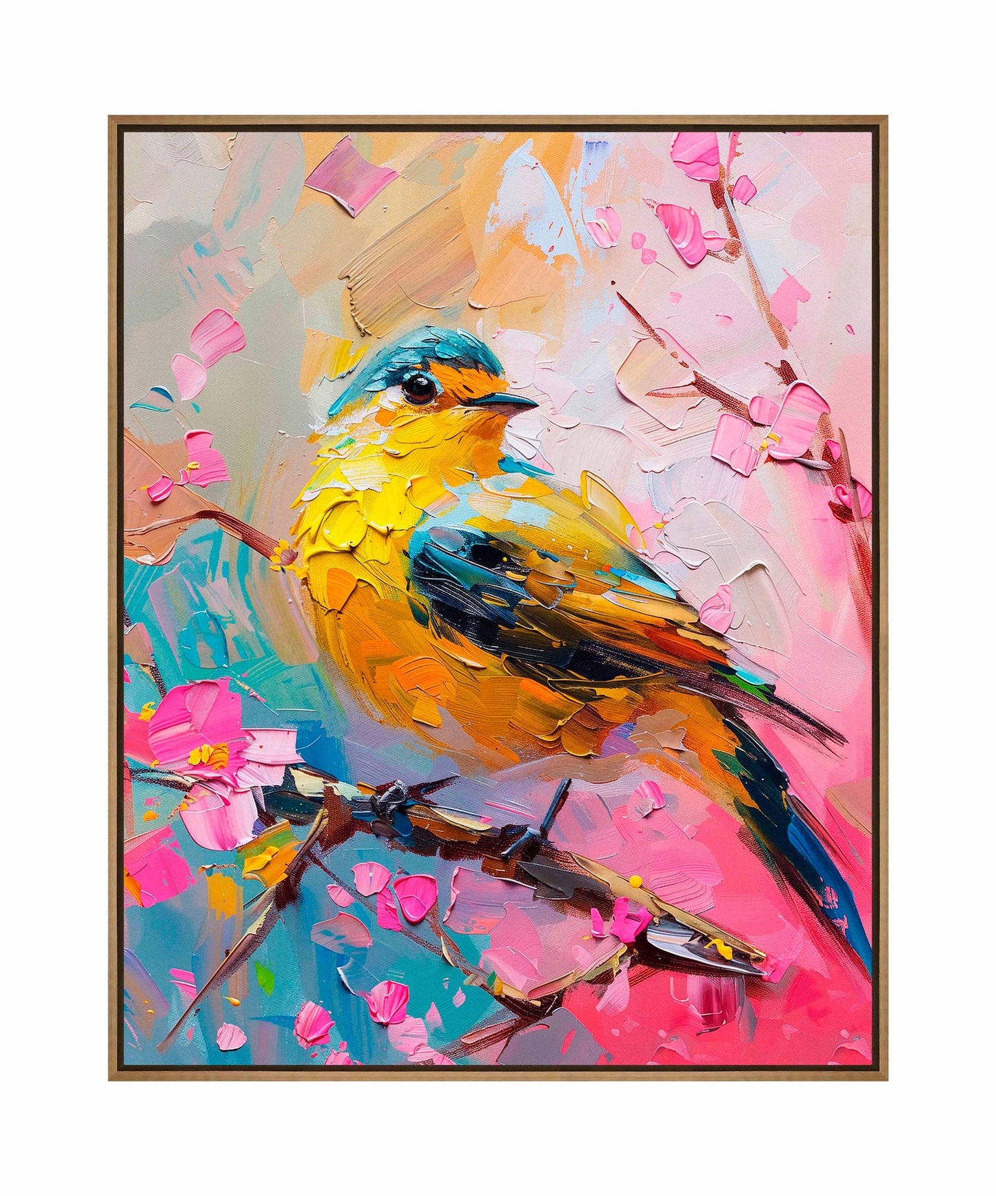 Radiant Serenade - Warbler in Bloom - Gallery Wrapped Canvas