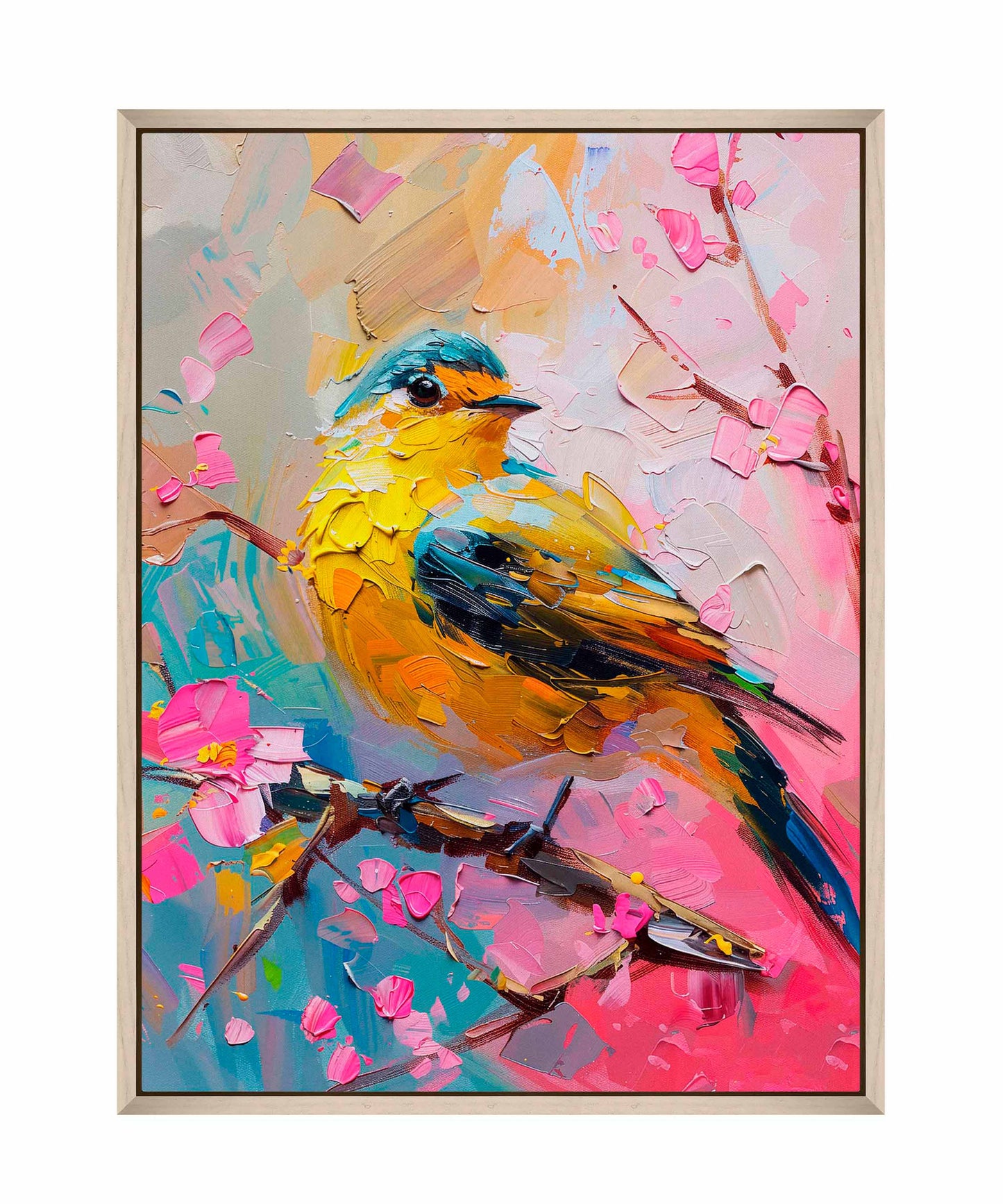 Radiant Serenade - Warbler in Bloom - Gallery Wrapped Canvas