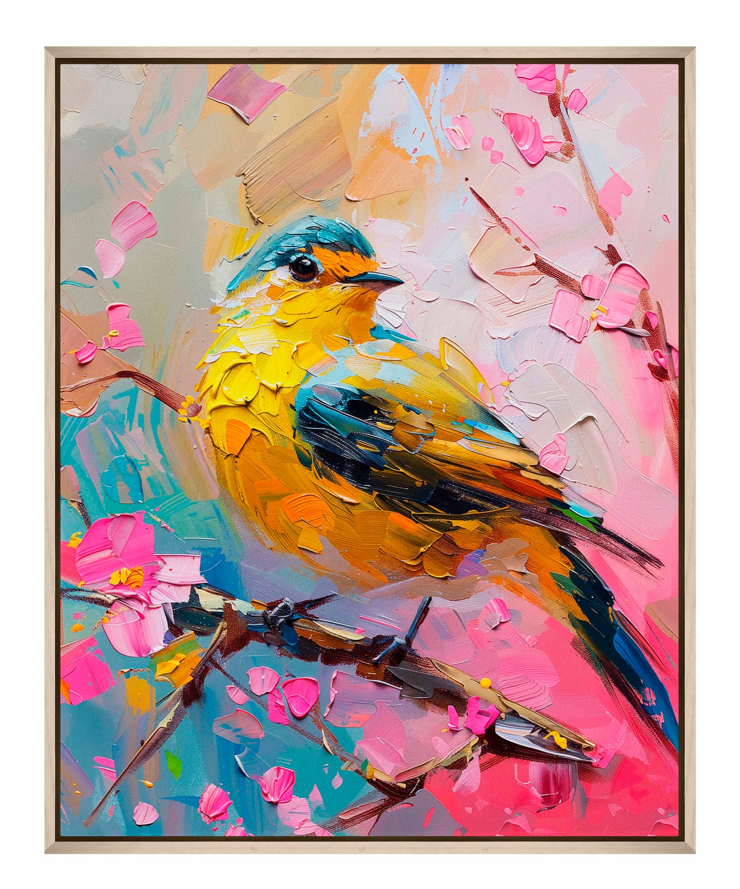 Radiant Serenade - Warbler in Bloom - Gallery Wrapped Canvas