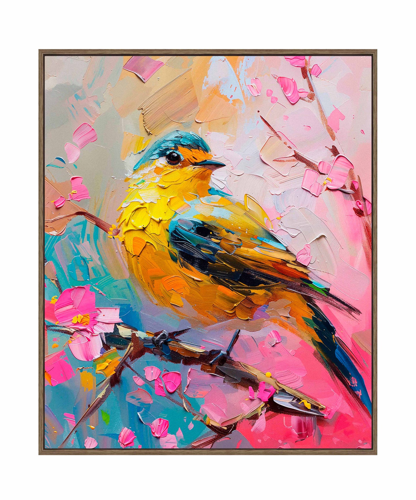 Radiant Serenade - Warbler in Bloom - Gallery Wrapped Canvas