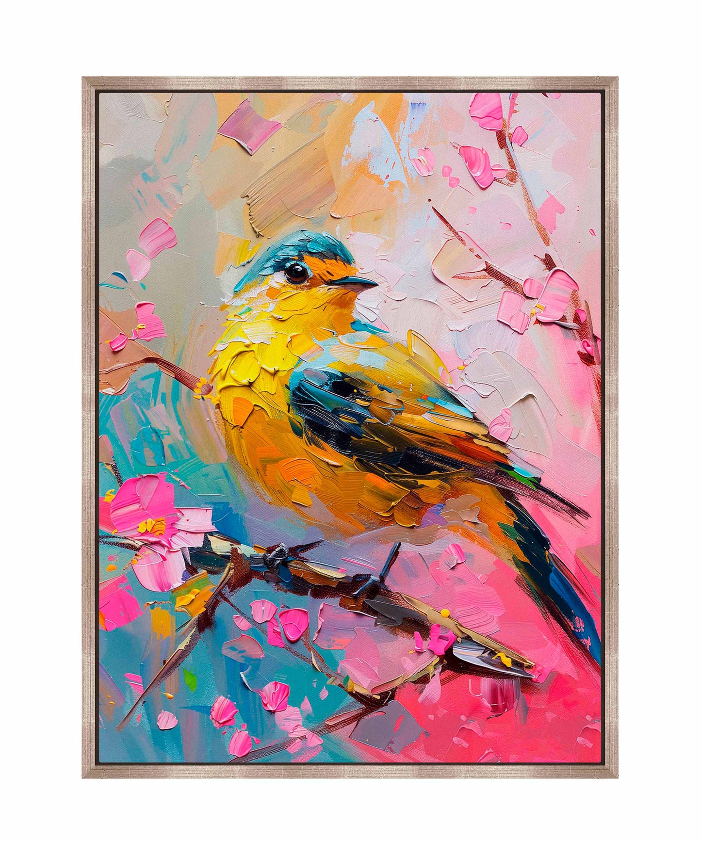 Radiant Serenade - Warbler in Bloom - Gallery Wrapped Canvas