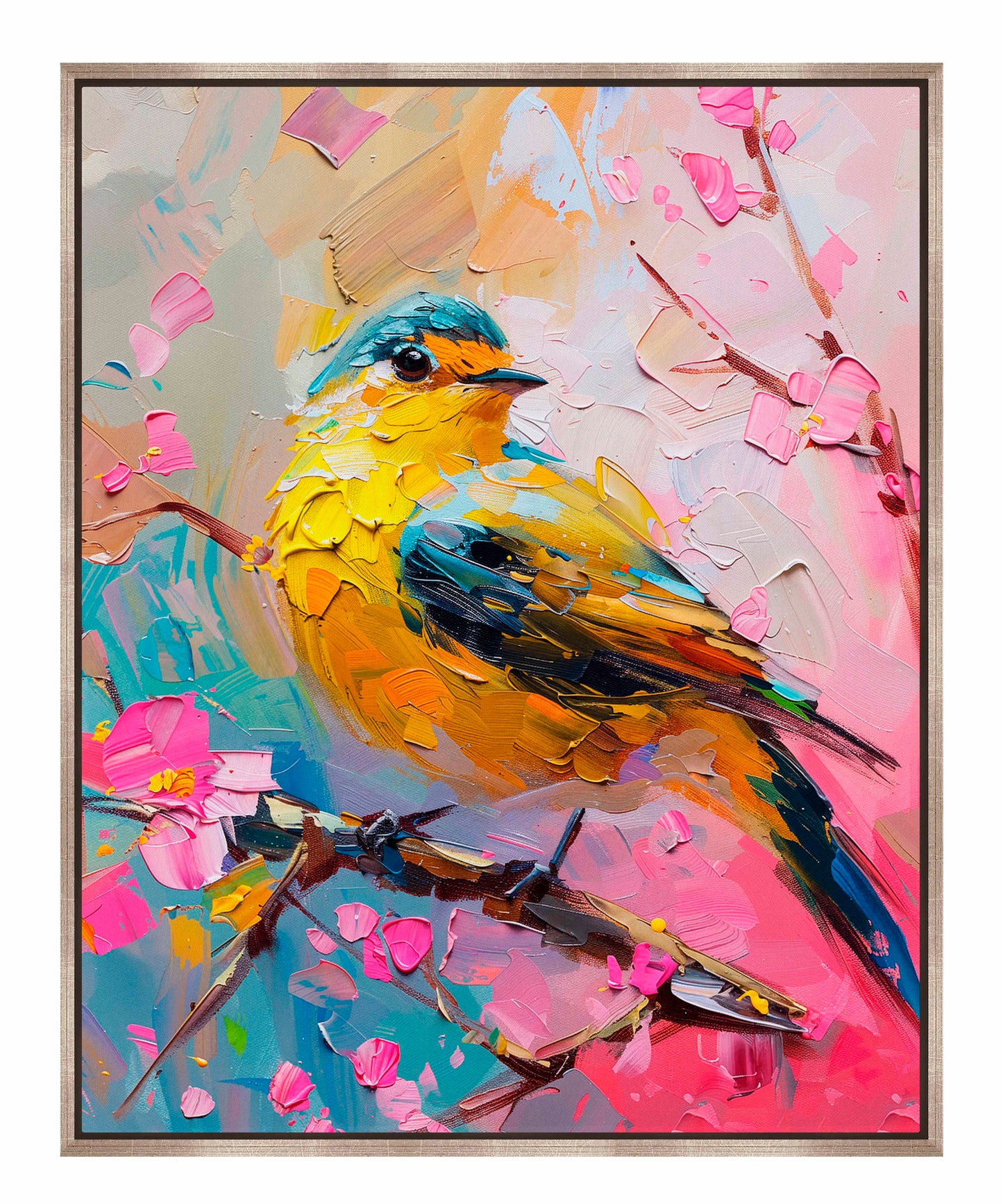 Radiant Serenade - Warbler in Bloom - Gallery Wrapped Canvas