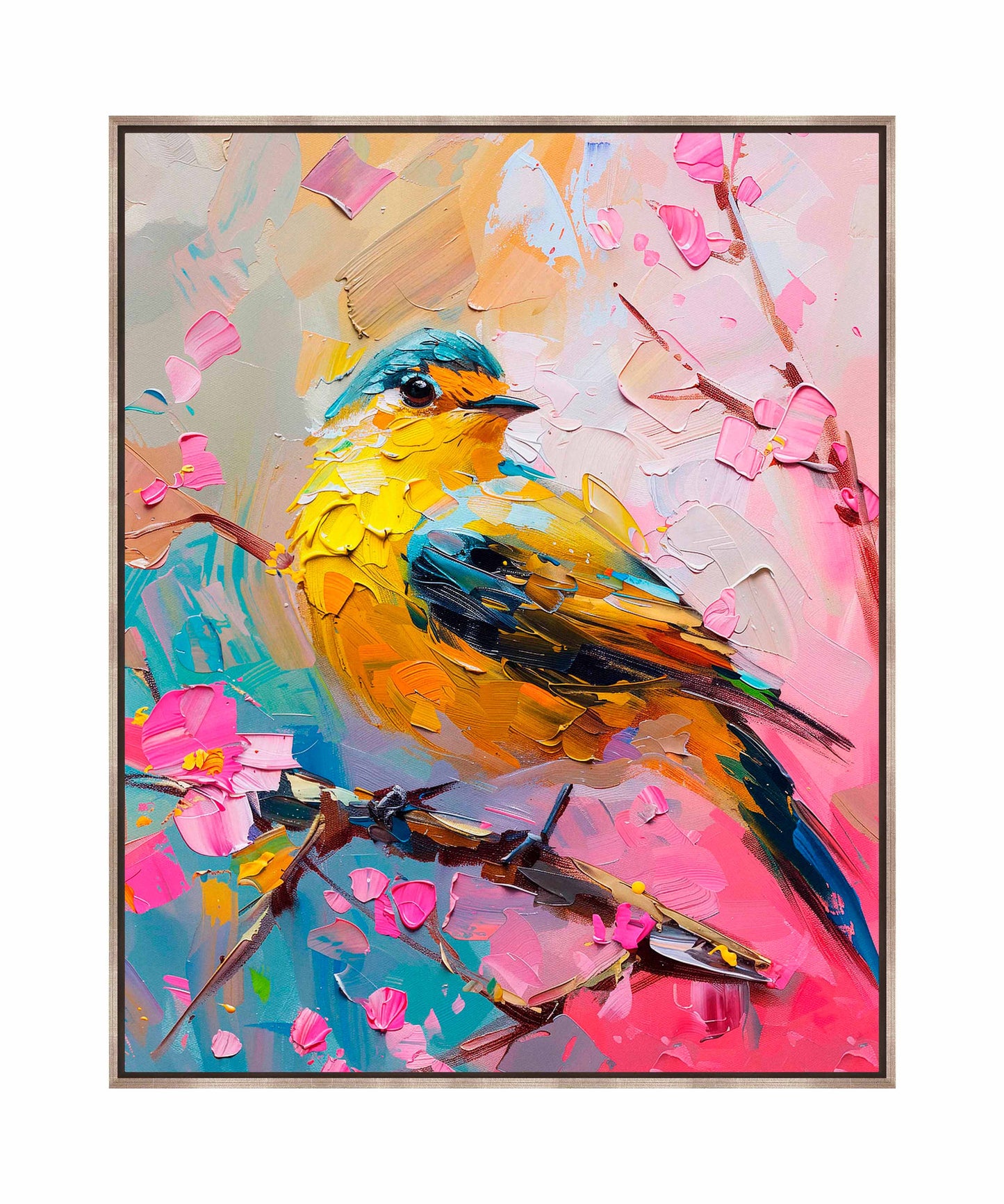 Radiant Serenade - Warbler in Bloom - Gallery Wrapped Canvas