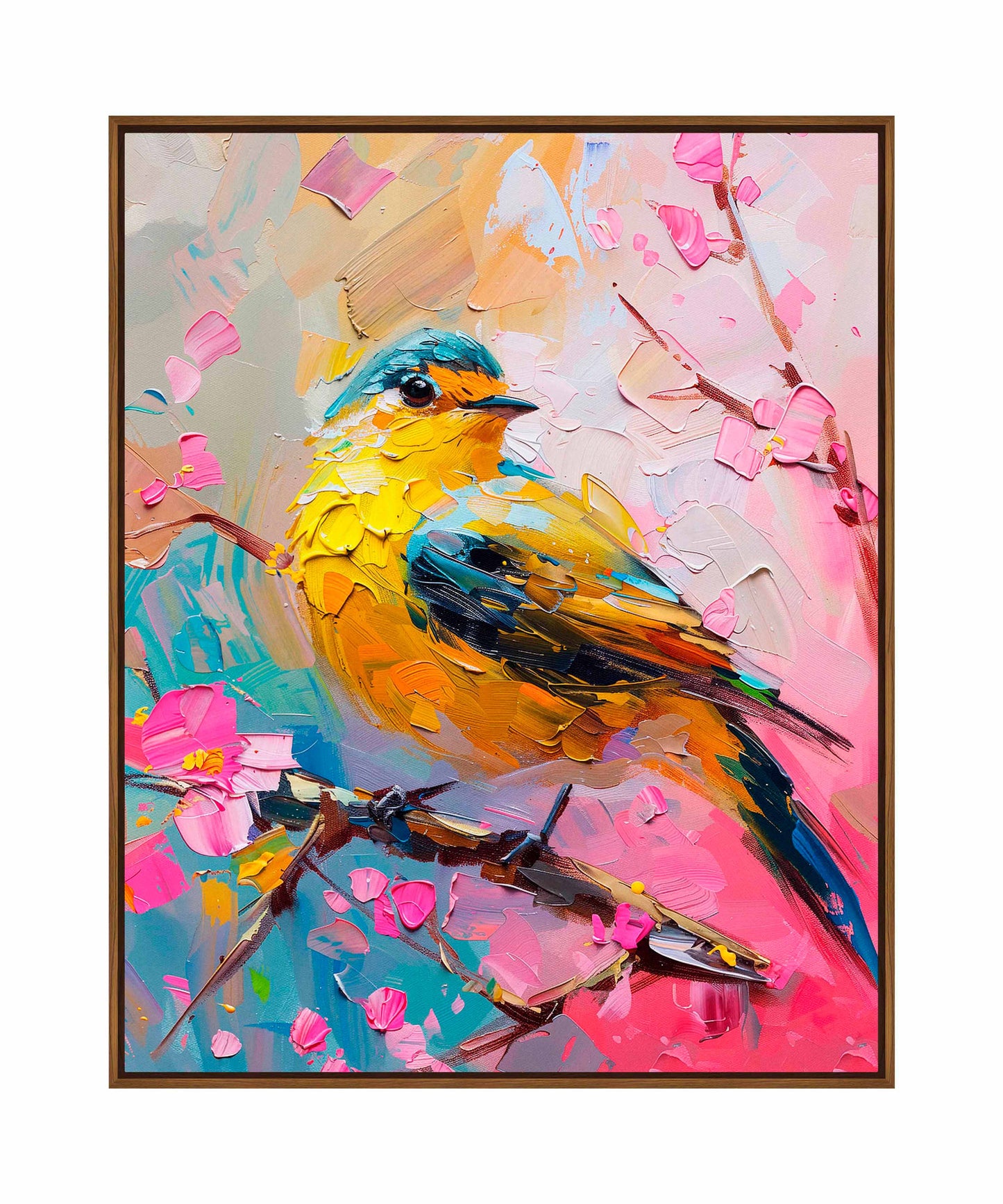 Radiant Serenade - Warbler in Bloom - Gallery Wrapped Canvas