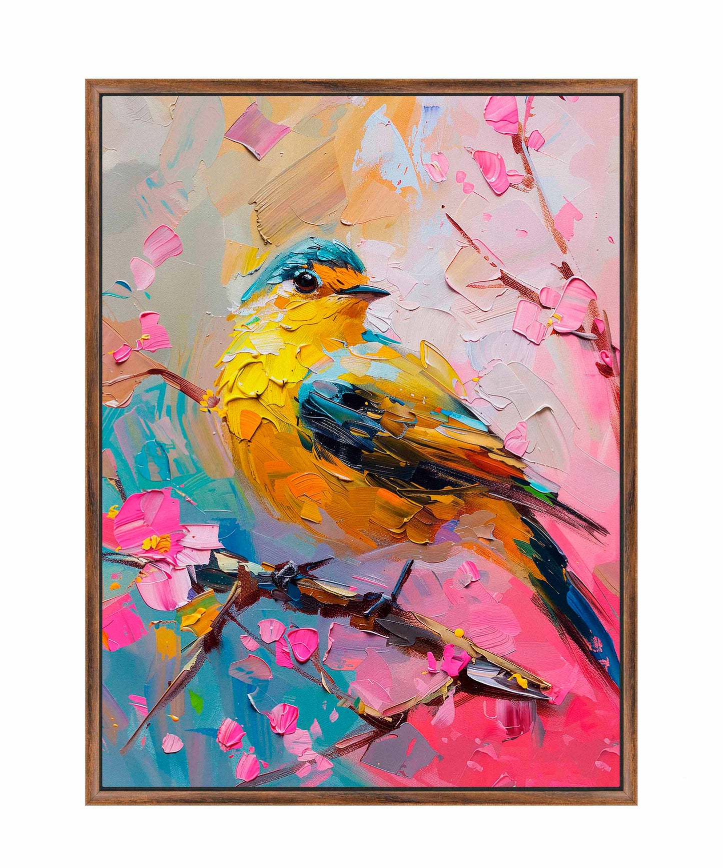 Radiant Serenade - Warbler in Bloom - Gallery Wrapped Canvas