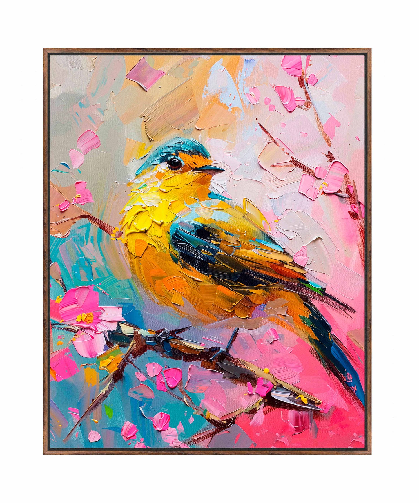 Radiant Serenade - Warbler in Bloom - Gallery Wrapped Canvas