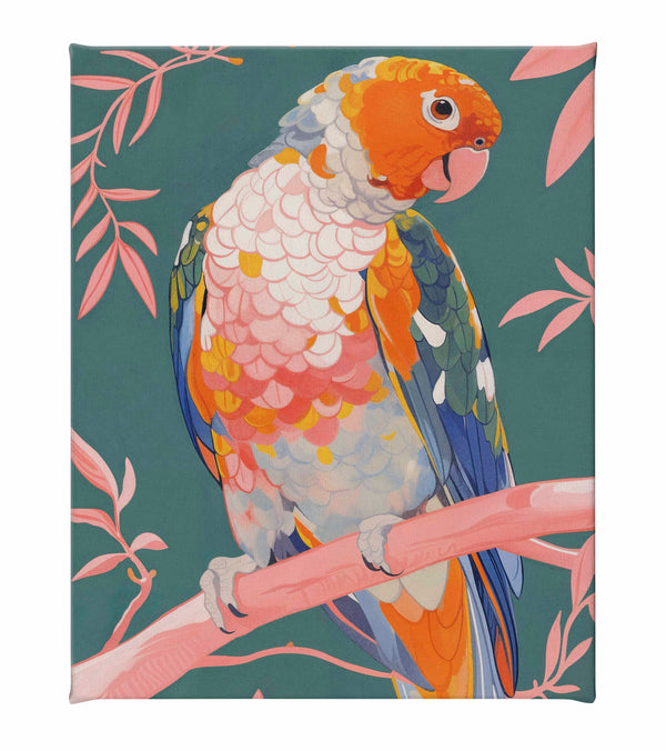 Prismatic Perch - Sun Conure in Dreamy Grove - Gallery Wrapped Canvas