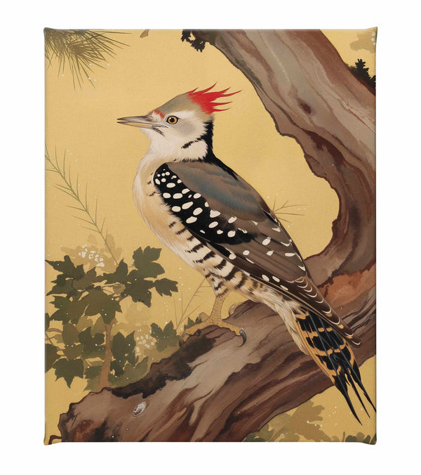Echoes of the Forest - Woodpecker in Pine Haven - Gallery Wrapped Canvas