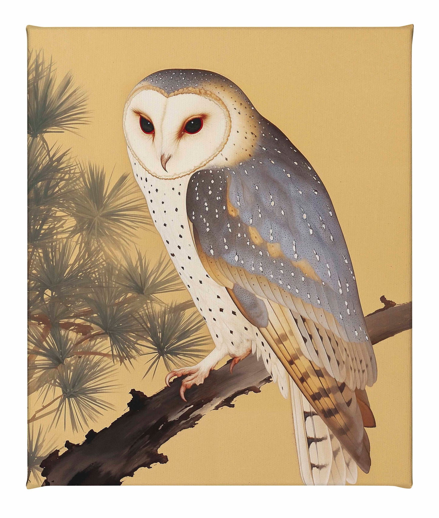 Nocturnal Whisper - Barn Owl in Pine Glade - Gallery Wrapped Canvas