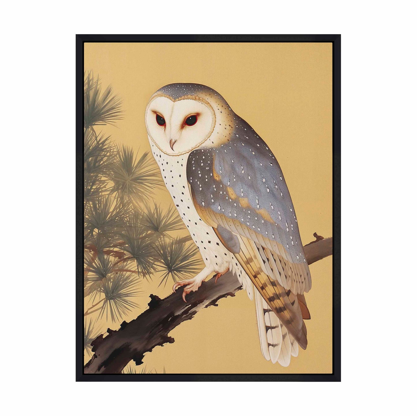 Nocturnal Whisper - Barn Owl in Pine Glade - Gallery Wrapped Canvas