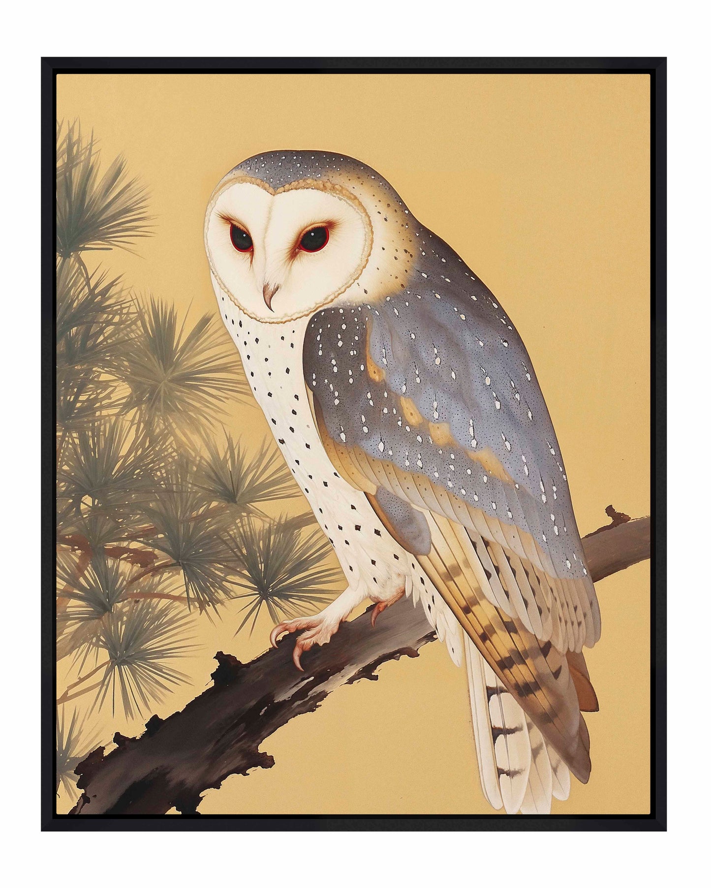 Nocturnal Whisper - Barn Owl in Pine Glade - Gallery Wrapped Canvas