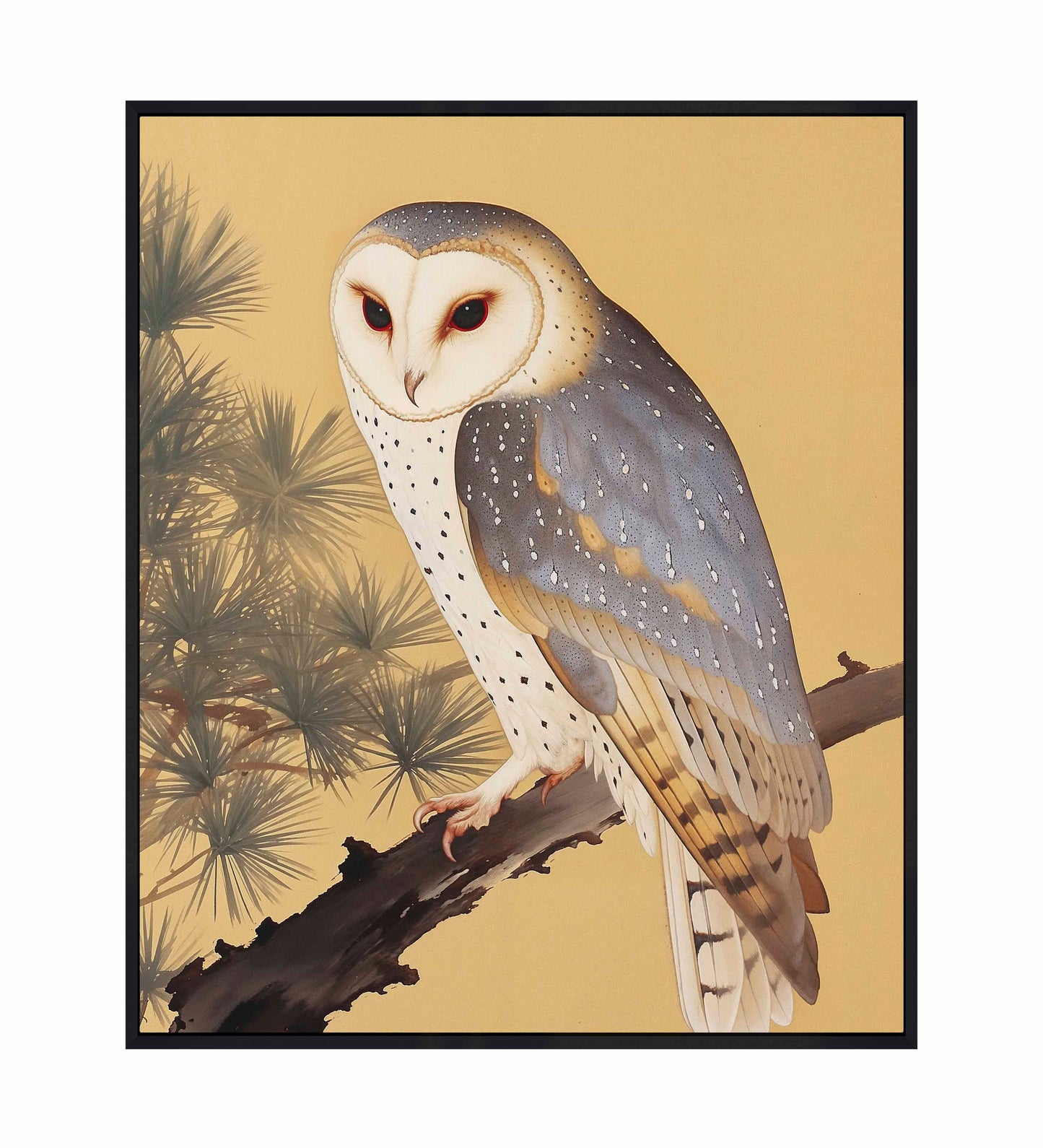 Nocturnal Whisper - Barn Owl in Pine Glade - Gallery Wrapped Canvas