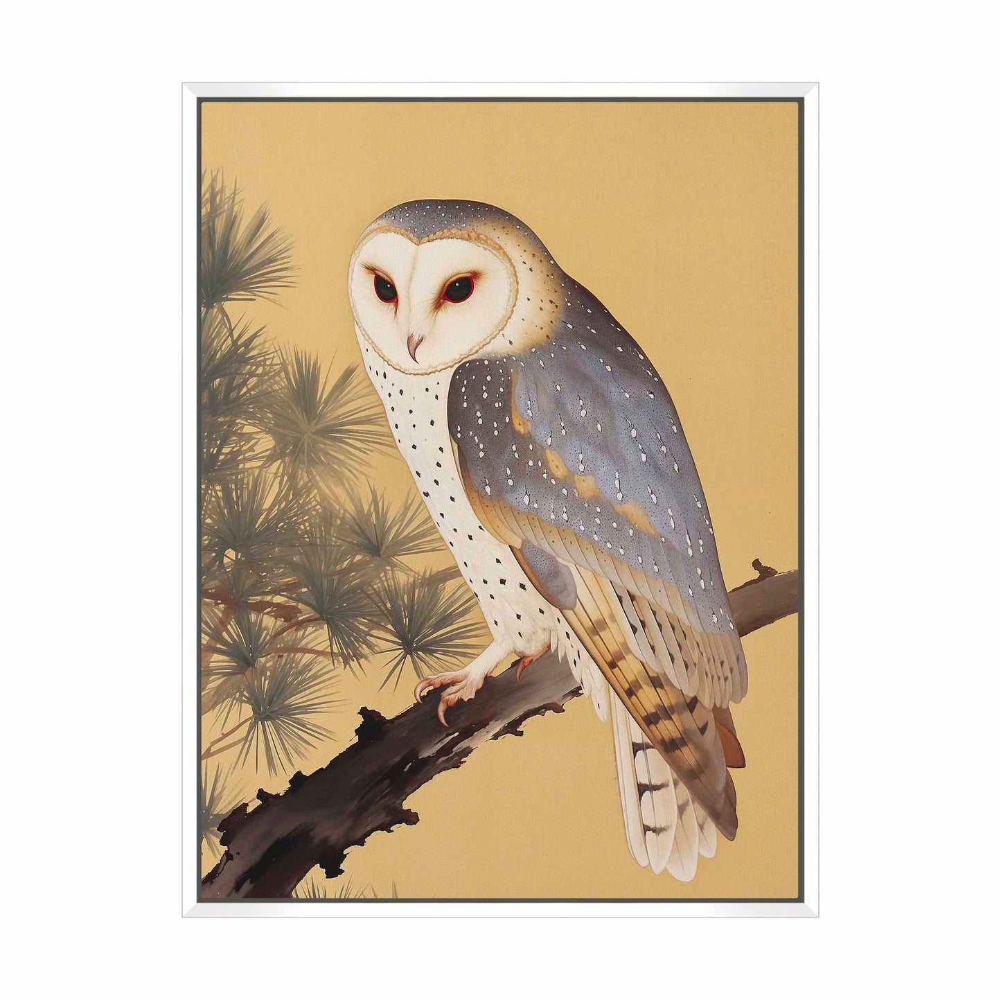 Nocturnal Whisper - Barn Owl in Pine Glade - Gallery Wrapped Canvas