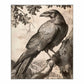 Regal Observer - Raven in Woodland Vista - Gallery Wrapped Canvas