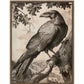 Regal Observer - Raven in Woodland Vista - Gallery Wrapped Canvas