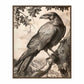 Regal Observer - Raven in Woodland Vista - Gallery Wrapped Canvas