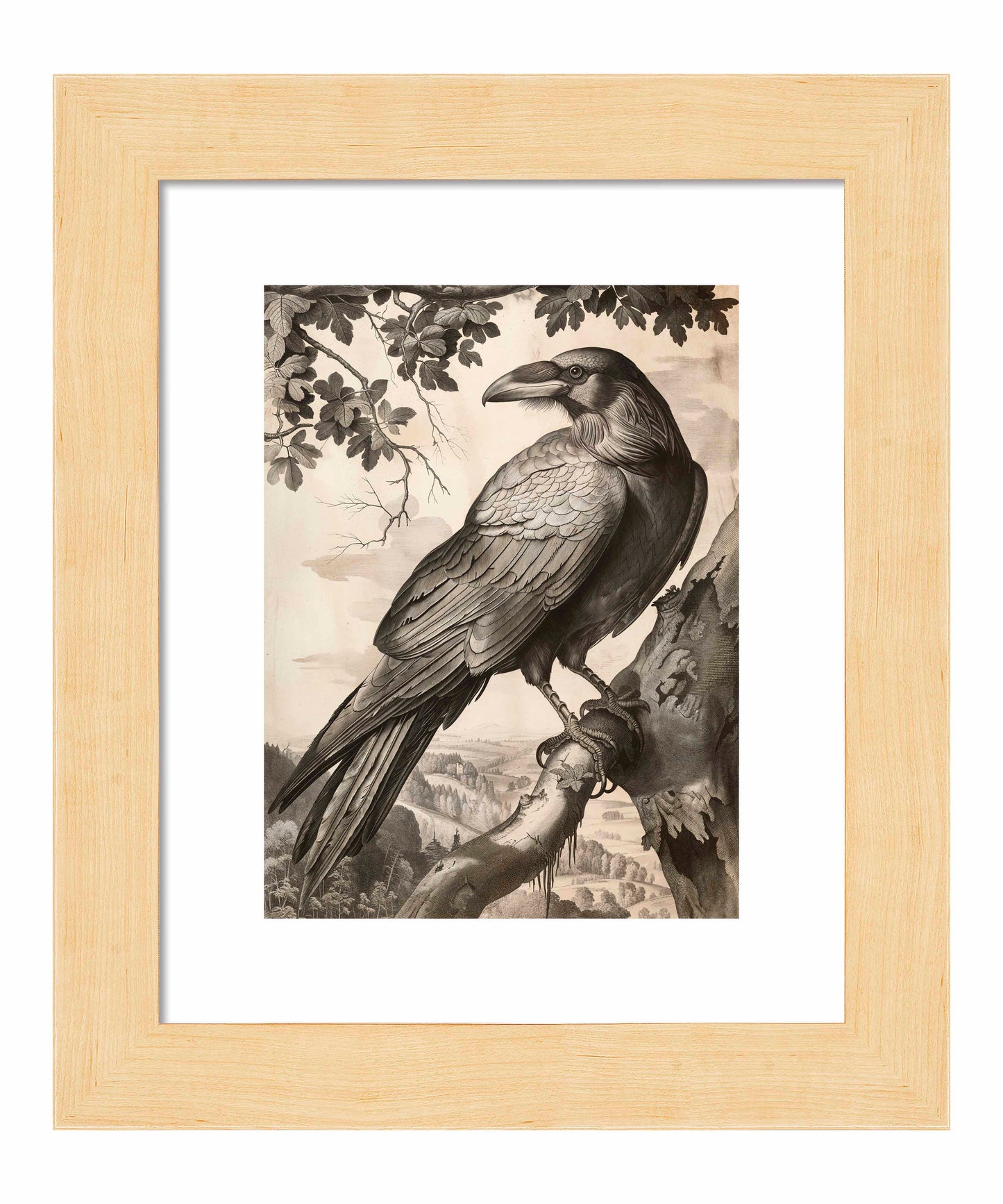 Regal Observer - Raven in Woodland Vista - Art Prints
