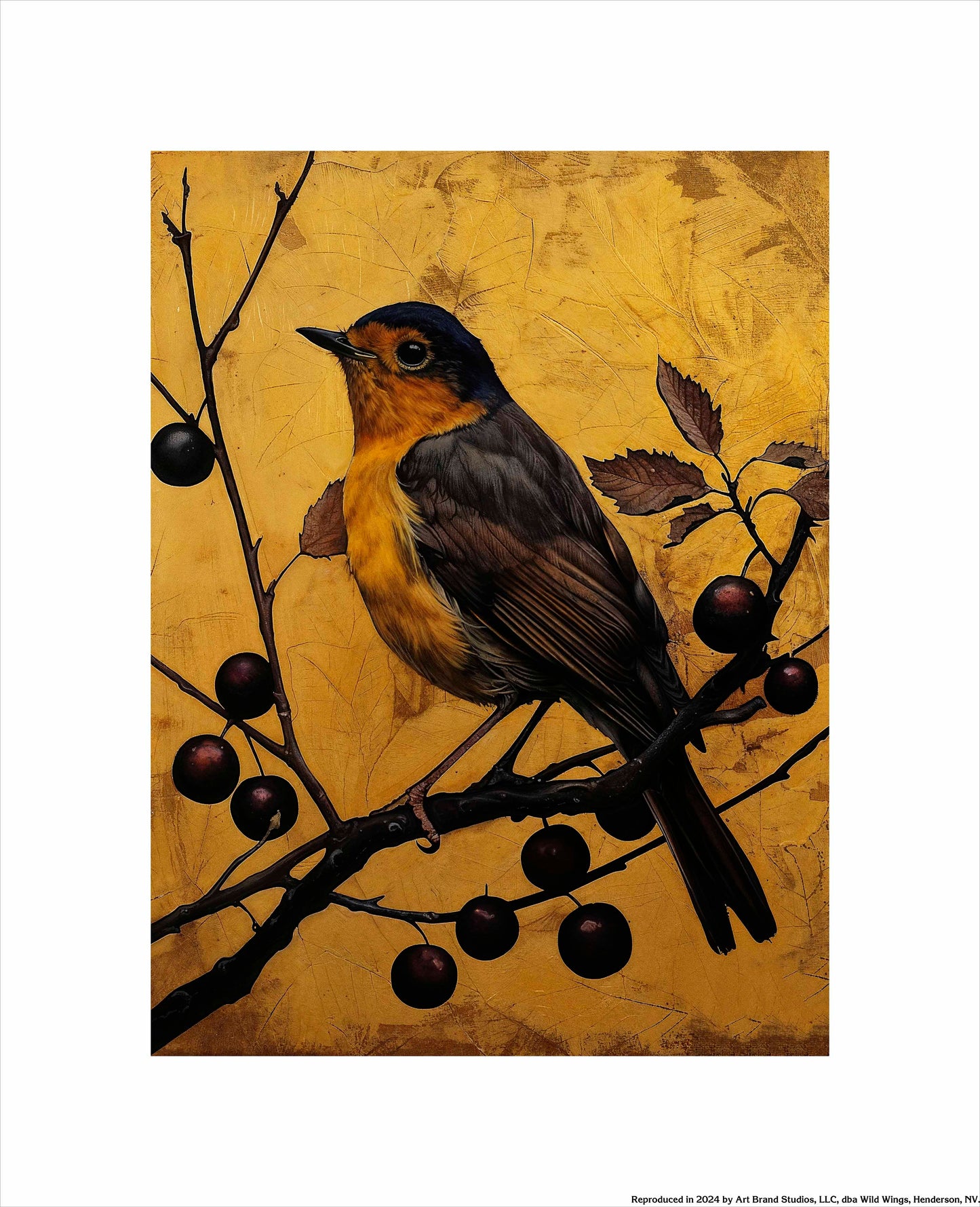 Autumn's Elegance - Robin Among Berries - Art Prints