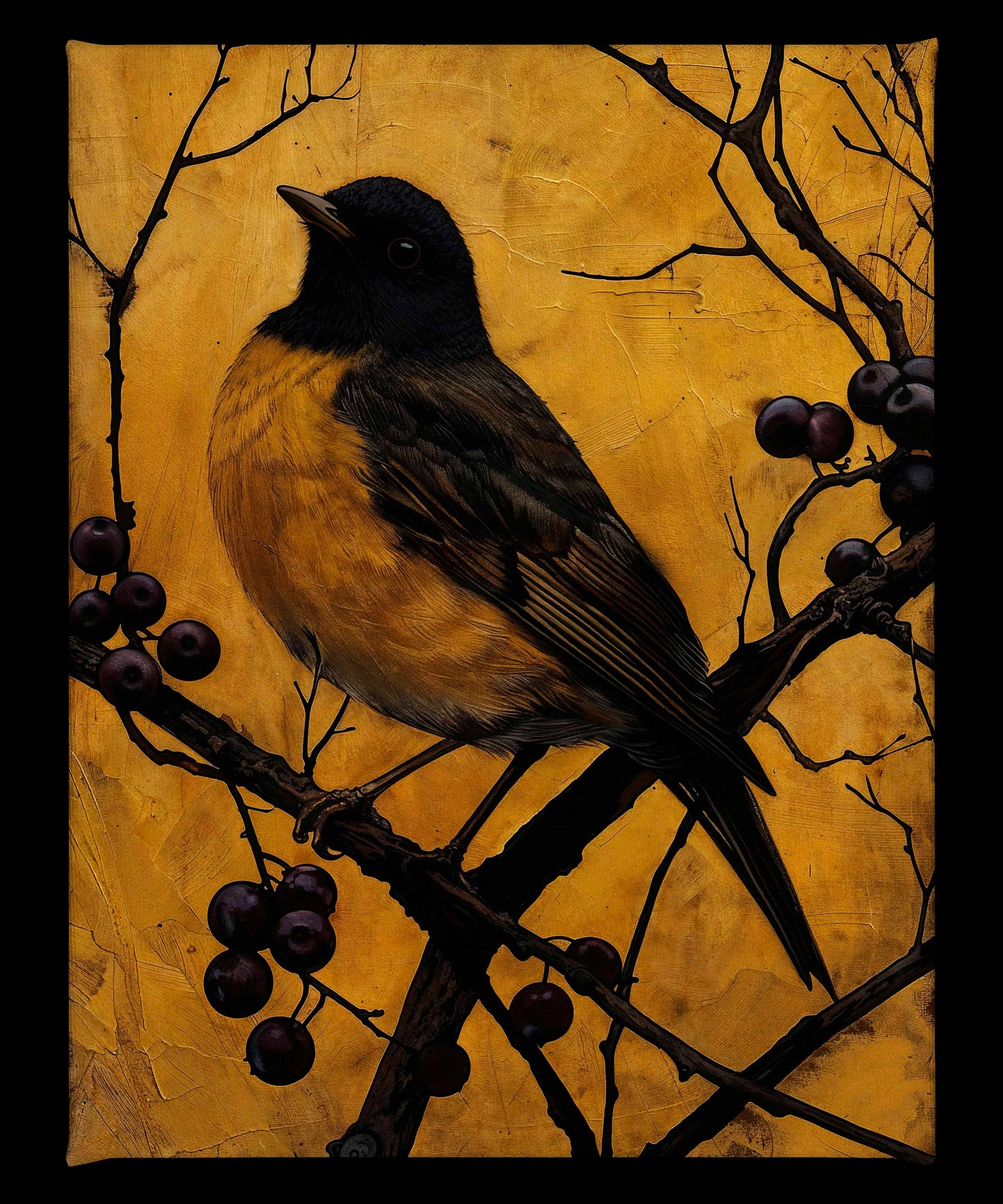 Golden Twilight - Warbler Among Berries - Gallery Wrapped Canvas