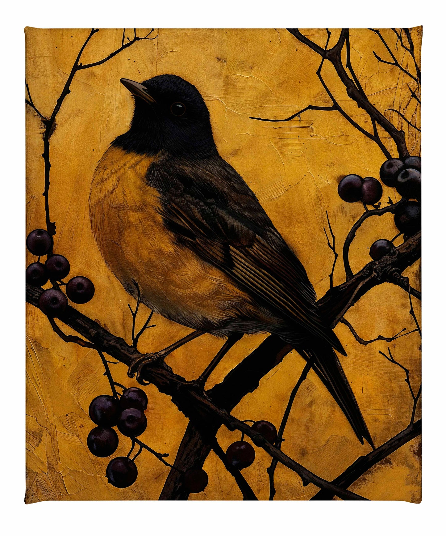 Golden Twilight - Warbler Among Berries - Gallery Wrapped Canvas