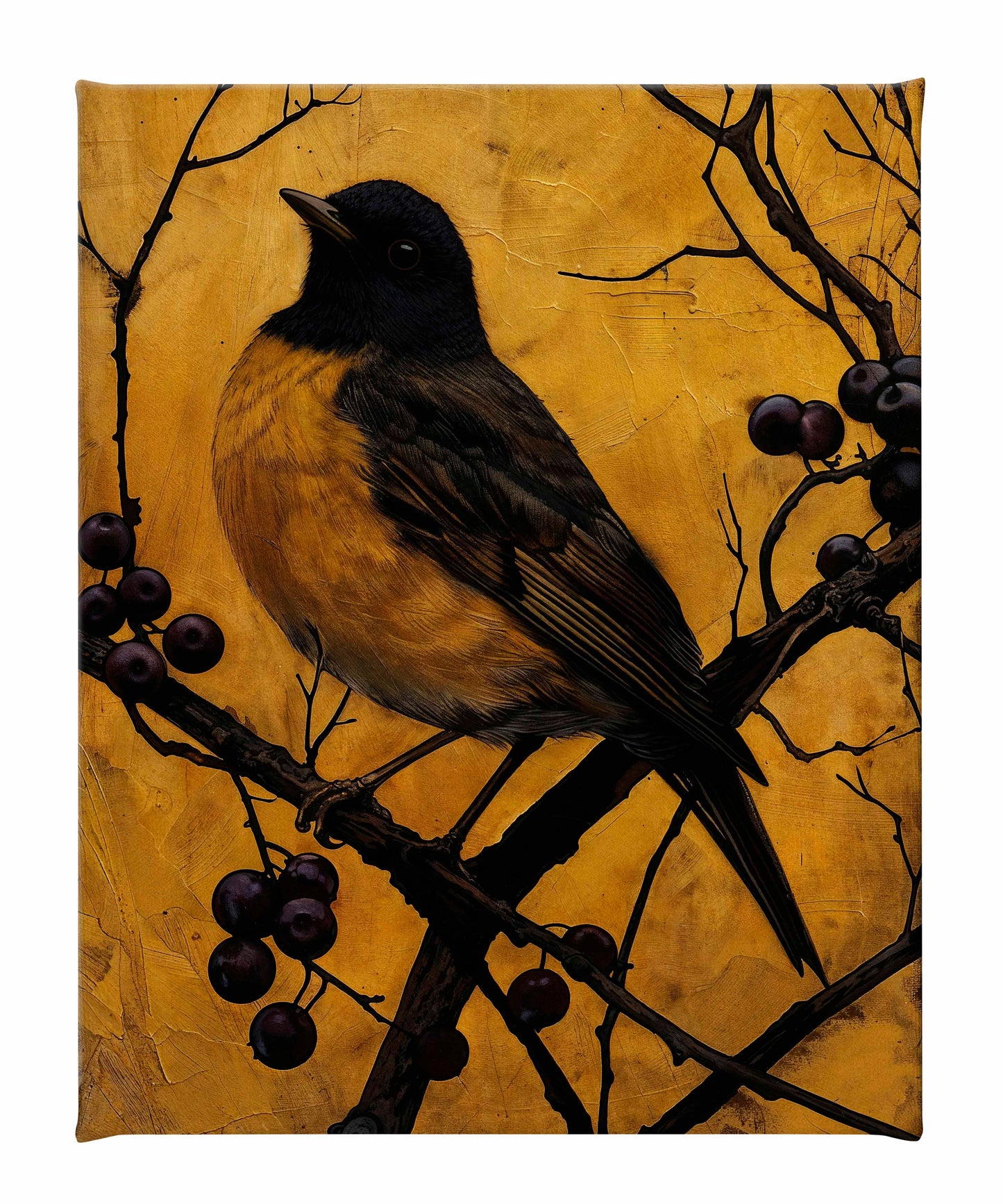 Golden Twilight - Warbler Among Berries - Gallery Wrapped Canvas