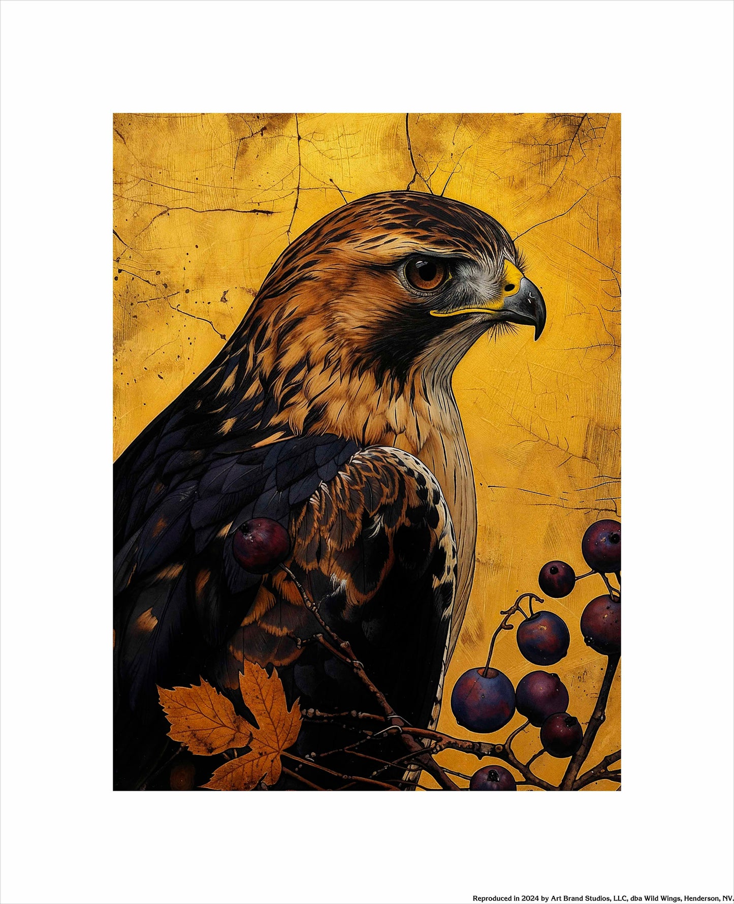 Golden Majesty - Hawk Among Berries - Art Prints