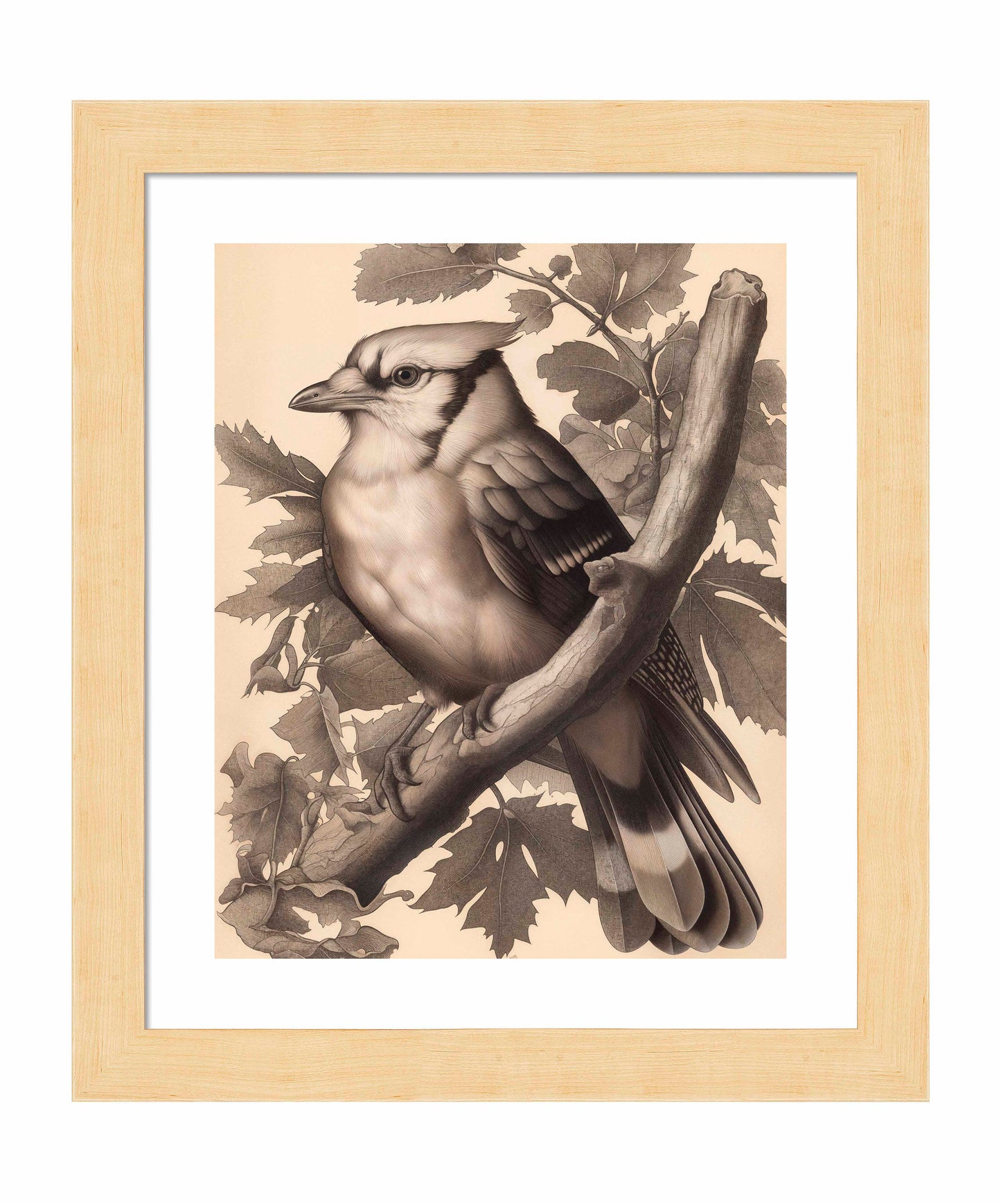 Timeless Grace - Blue Jay in Oak Canopy - Art Prints