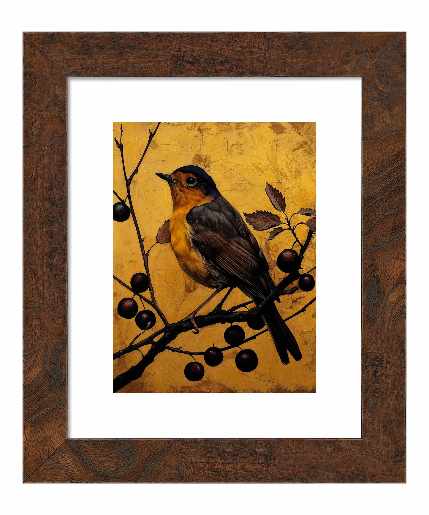 Autumn's Elegance - Robin Among Berries - Art Prints