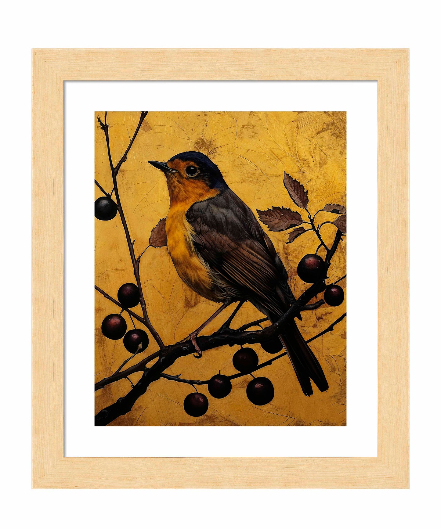 Autumn's Elegance - Robin Among Berries - Art Prints