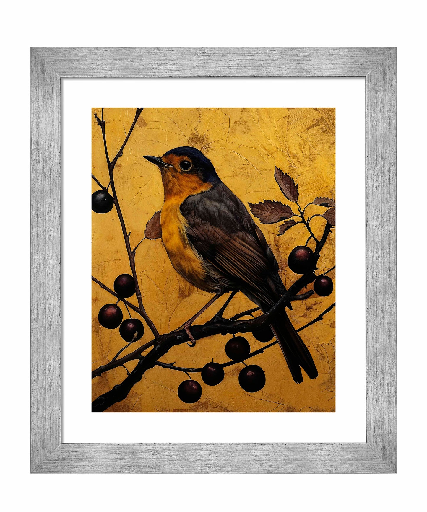 Autumn's Elegance - Robin Among Berries - Art Prints