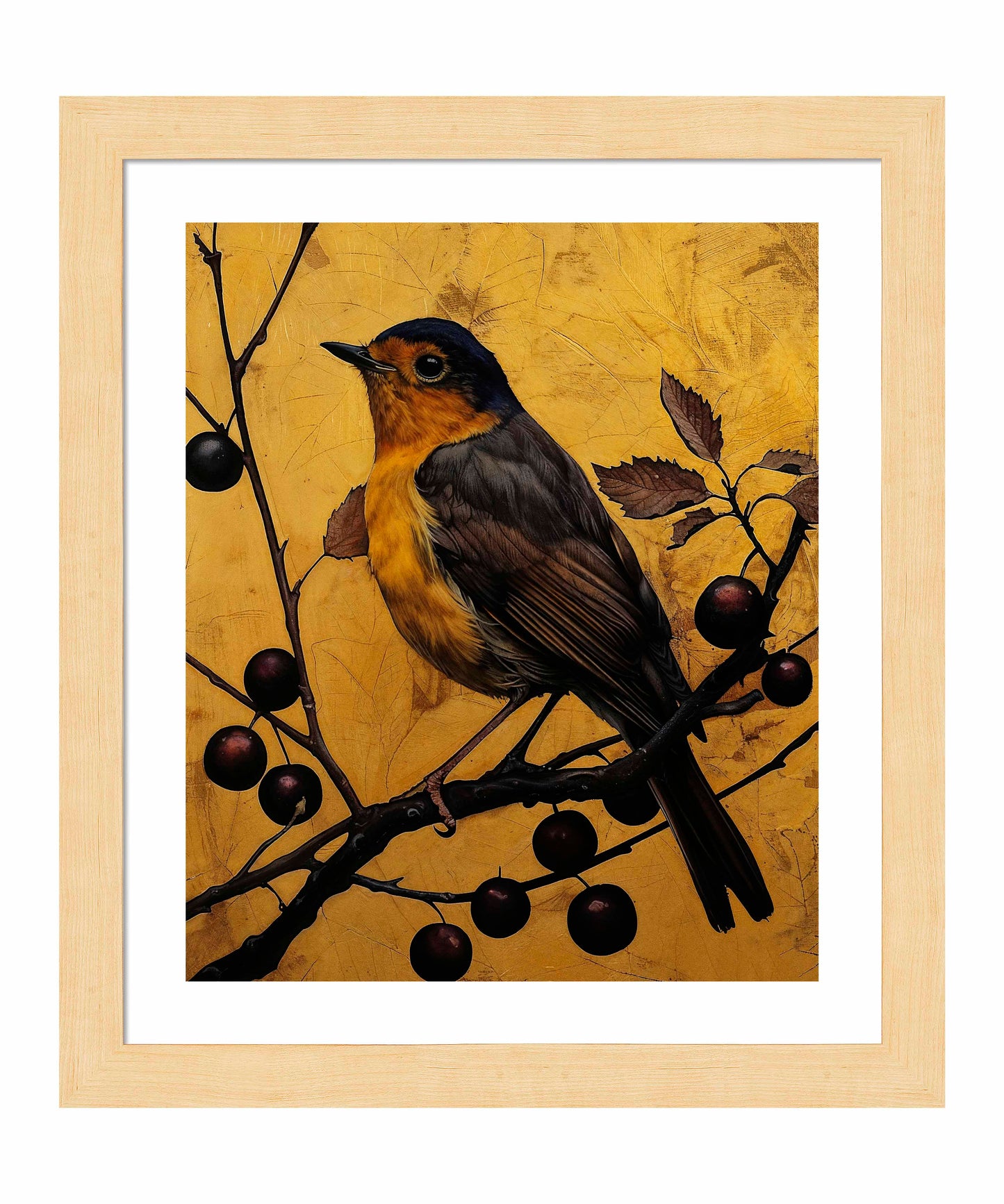 Autumn's Elegance - Robin Among Berries - Art Prints