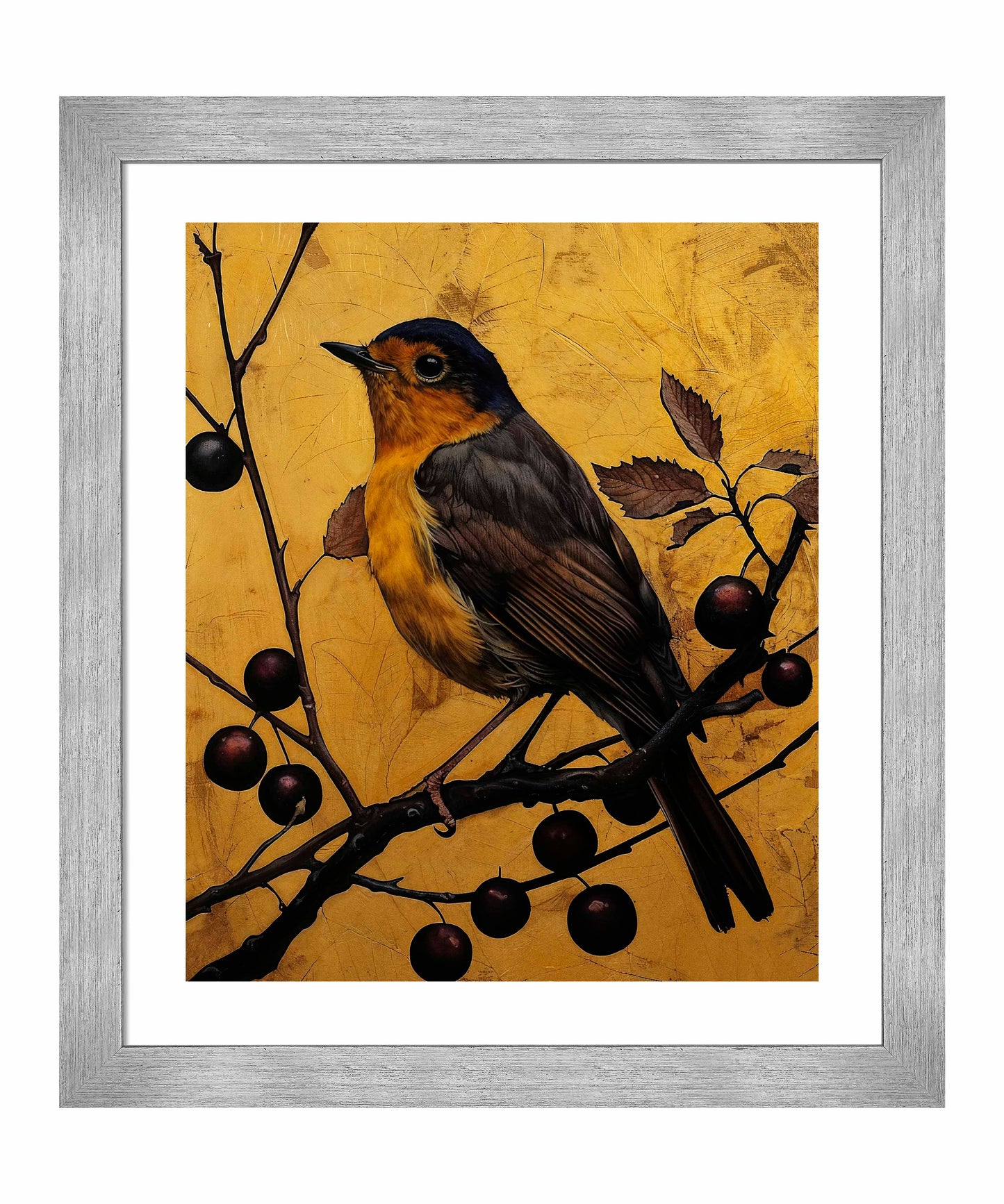 Autumn's Elegance - Robin Among Berries - Art Prints