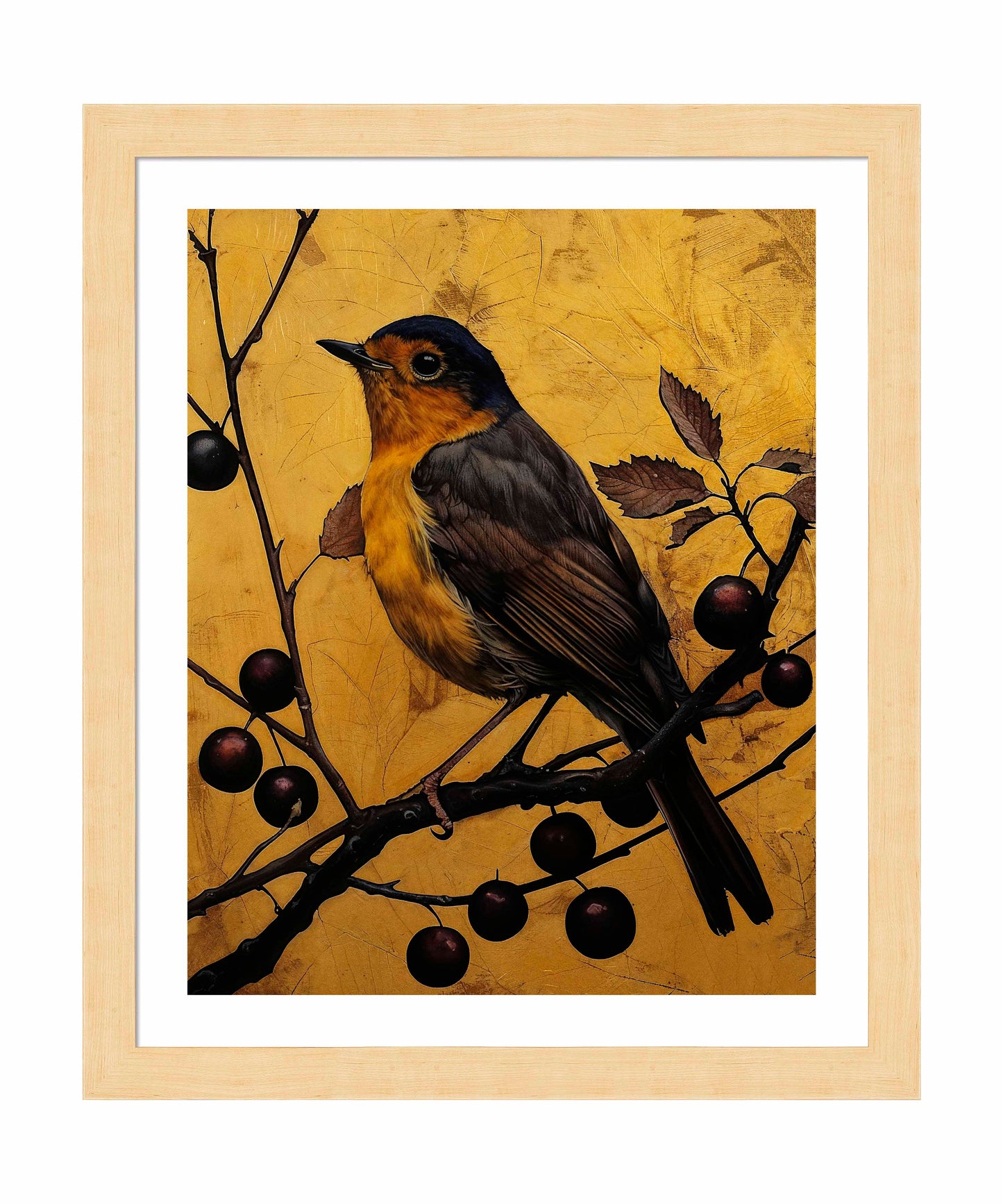 Autumn's Elegance - Robin Among Berries - Art Prints