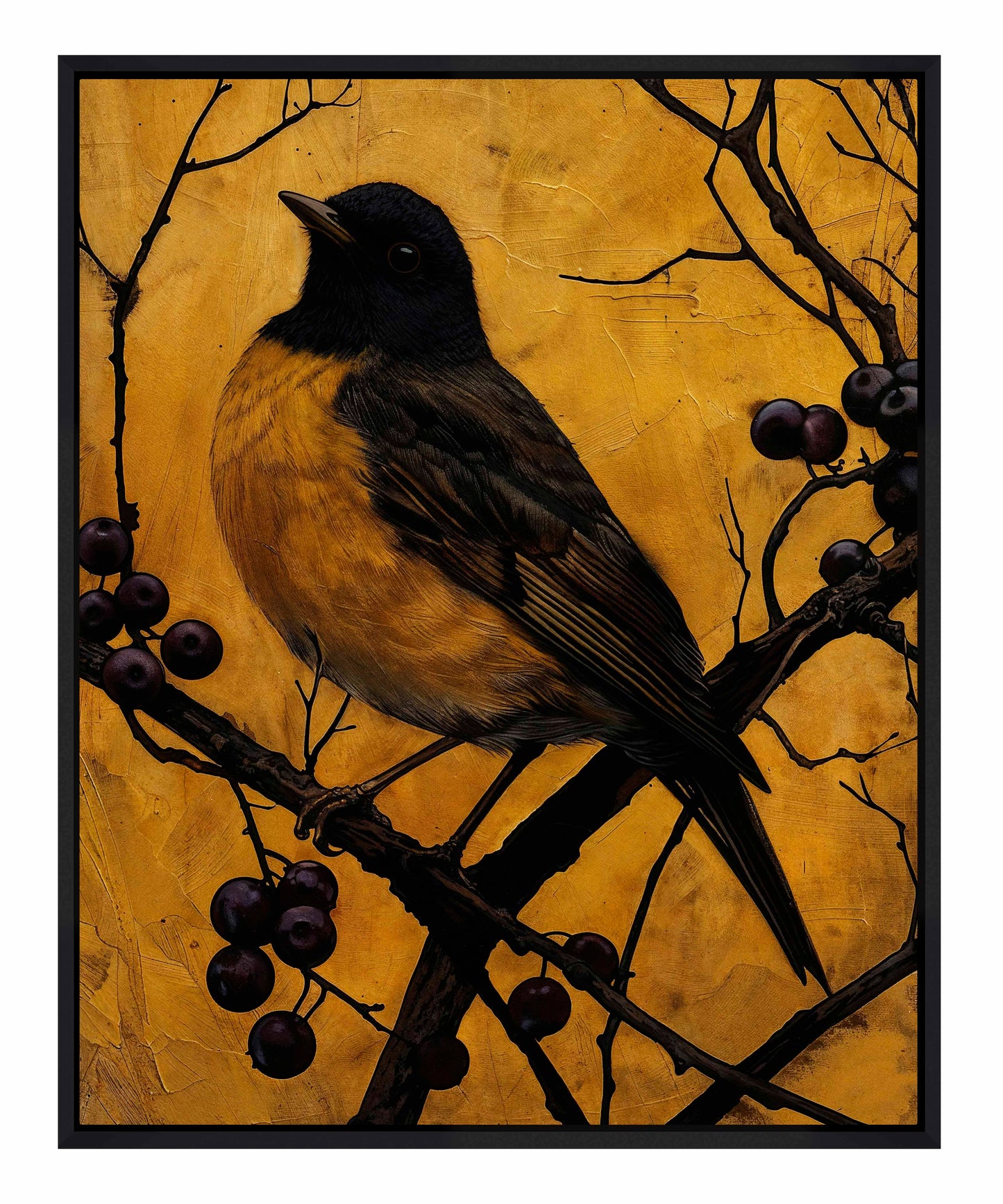 Golden Twilight - Warbler Among Berries - Gallery Wrapped Canvas