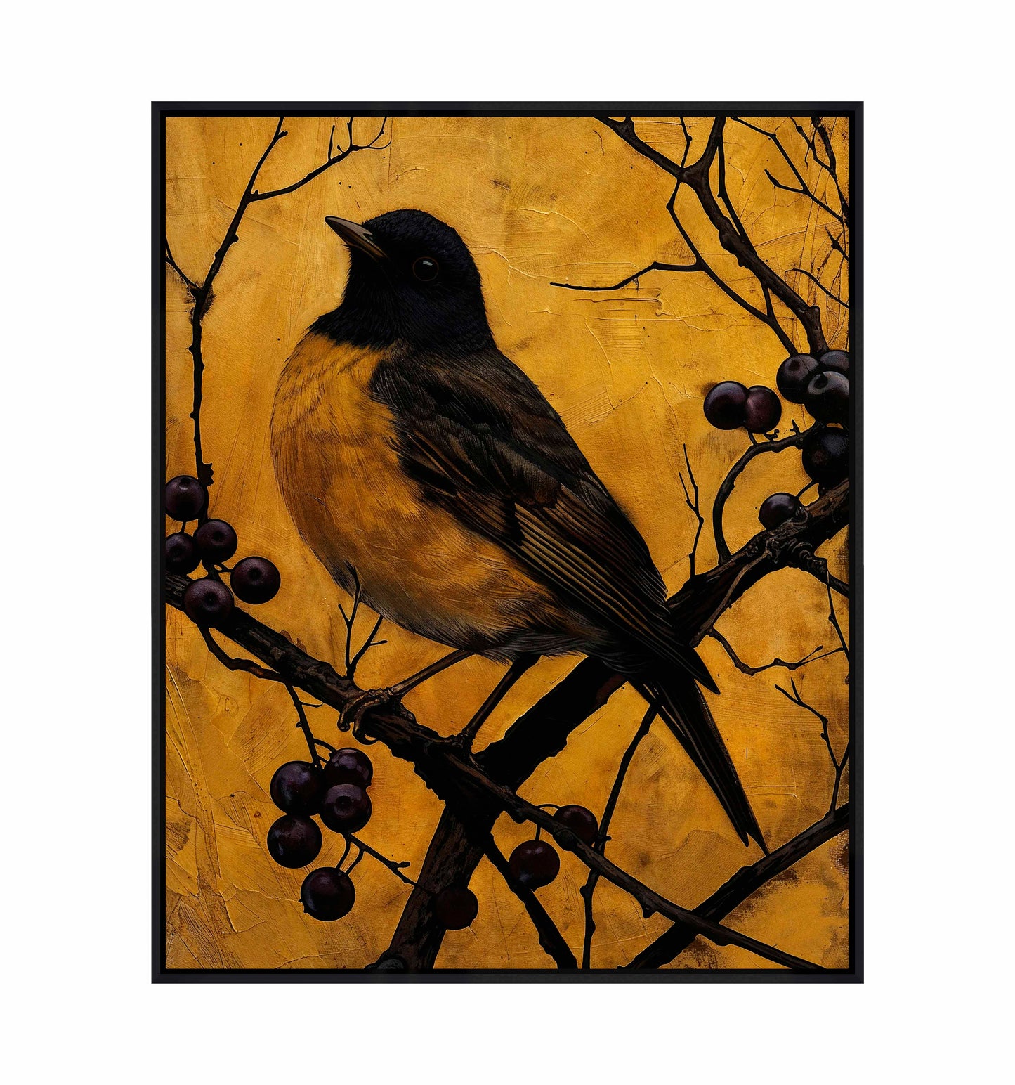Golden Twilight - Warbler Among Berries - Gallery Wrapped Canvas