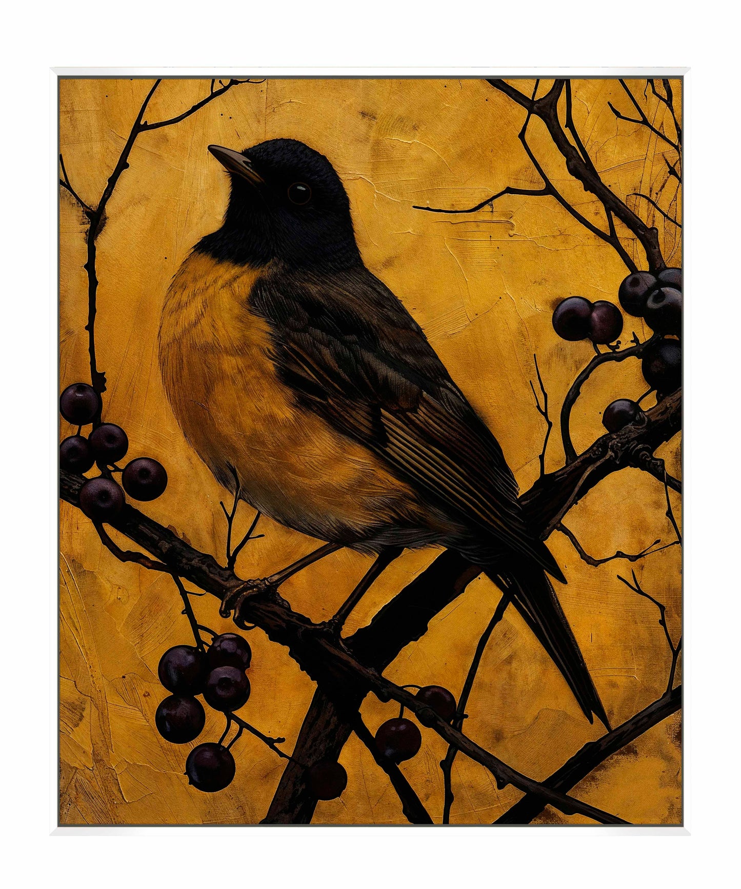 Golden Twilight - Warbler Among Berries - Gallery Wrapped Canvas