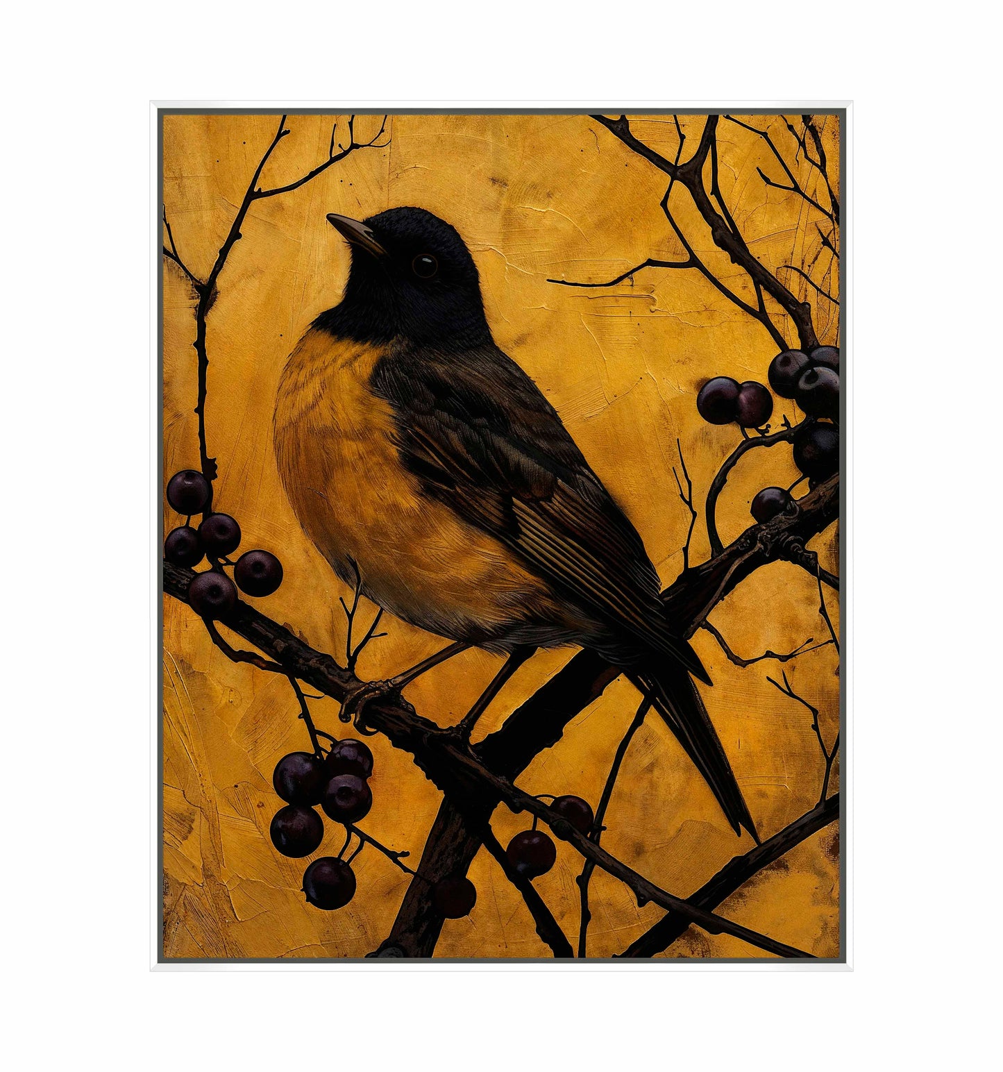 Golden Twilight - Warbler Among Berries - Gallery Wrapped Canvas