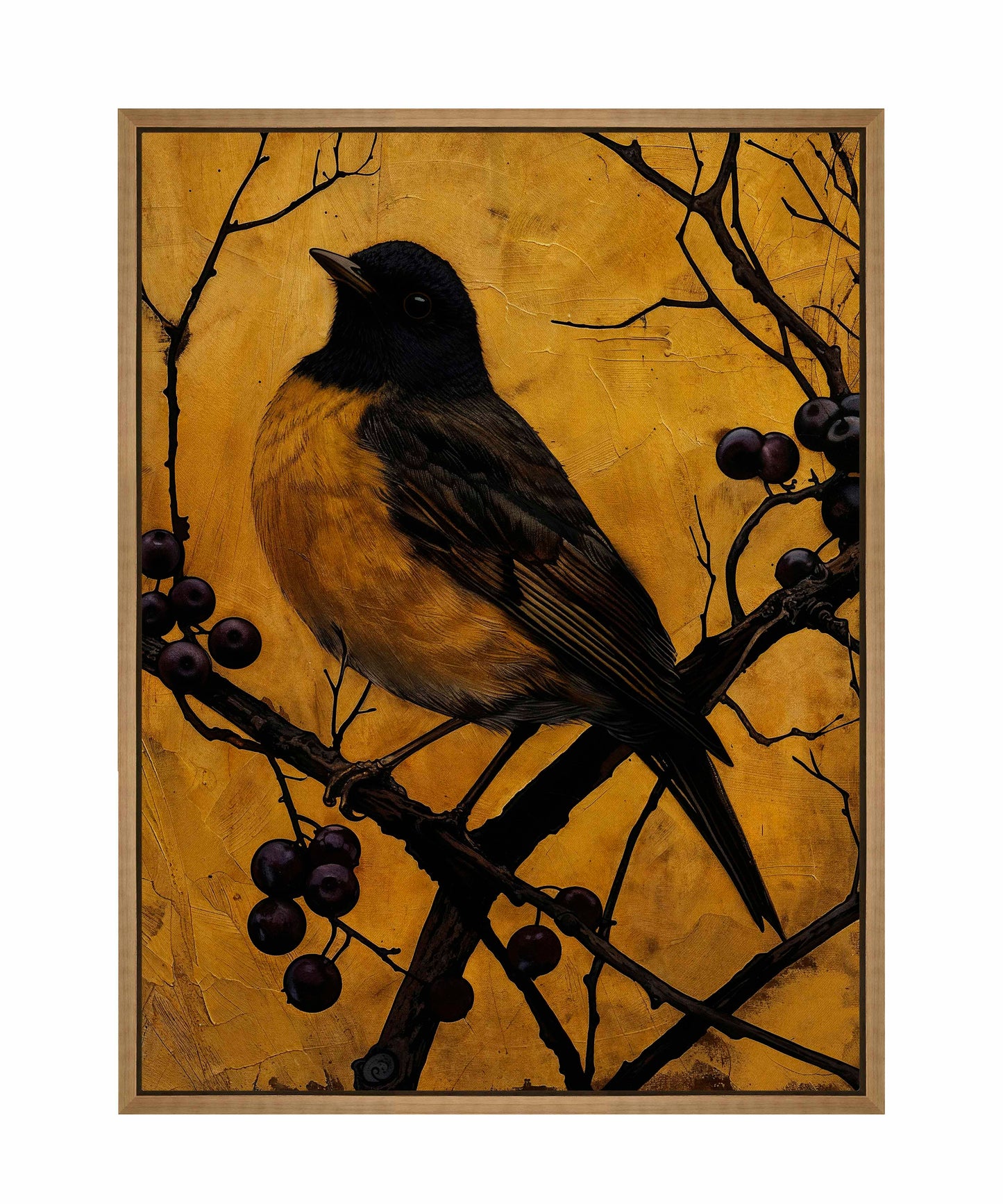 Golden Twilight - Warbler Among Berries - Gallery Wrapped Canvas