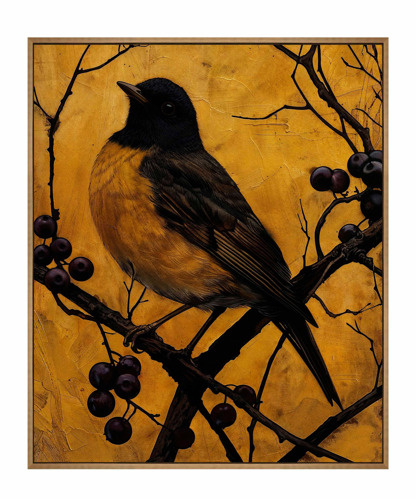 Golden Twilight - Warbler Among Berries - Gallery Wrapped Canvas