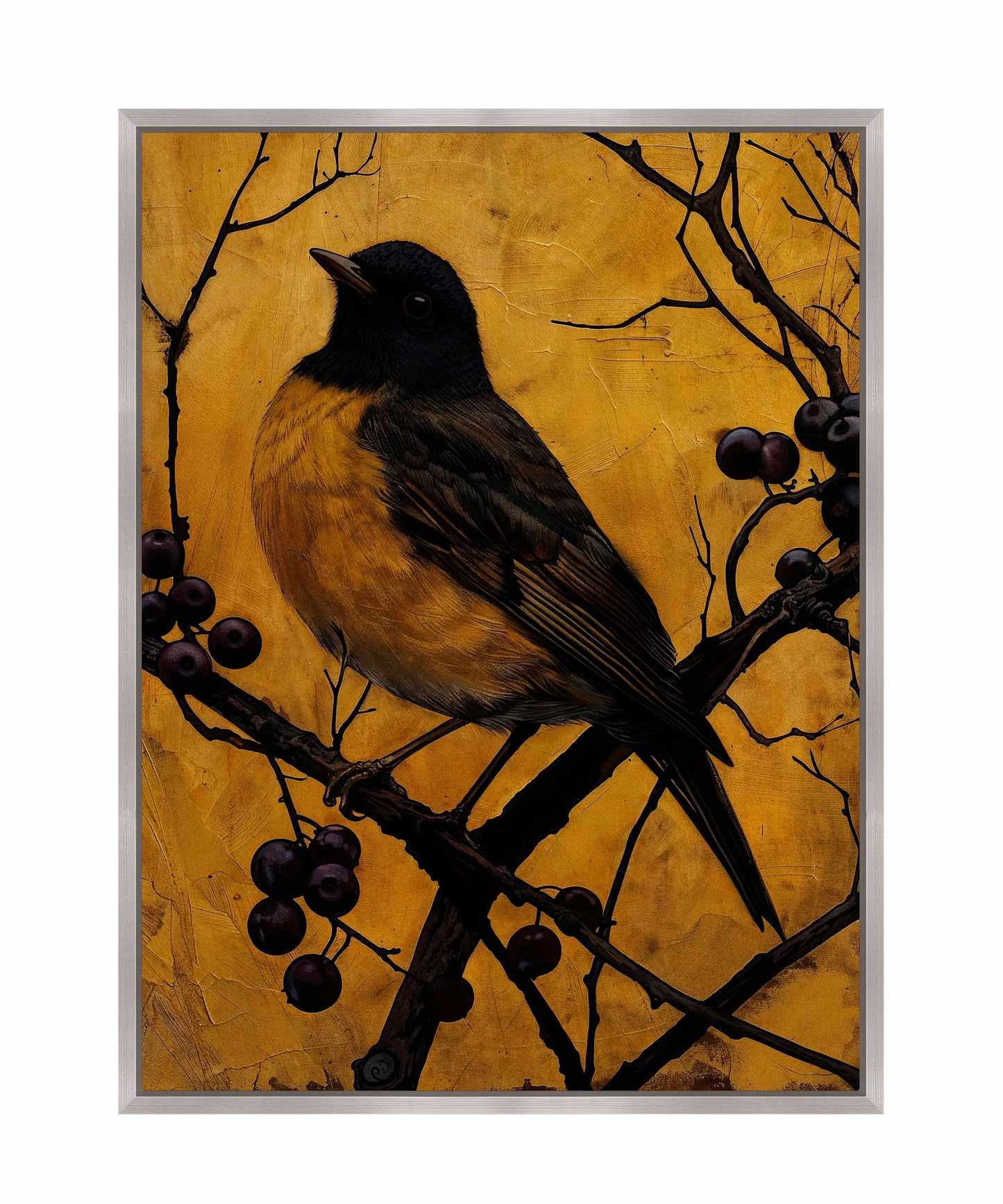 Golden Twilight - Warbler Among Berries - Gallery Wrapped Canvas