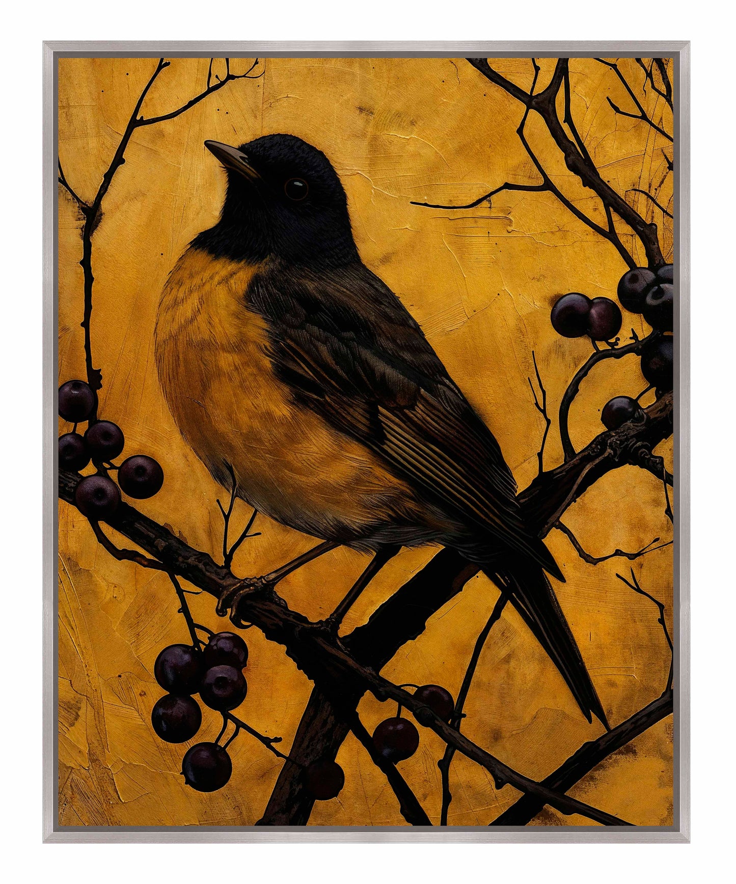 Golden Twilight - Warbler Among Berries - Gallery Wrapped Canvas