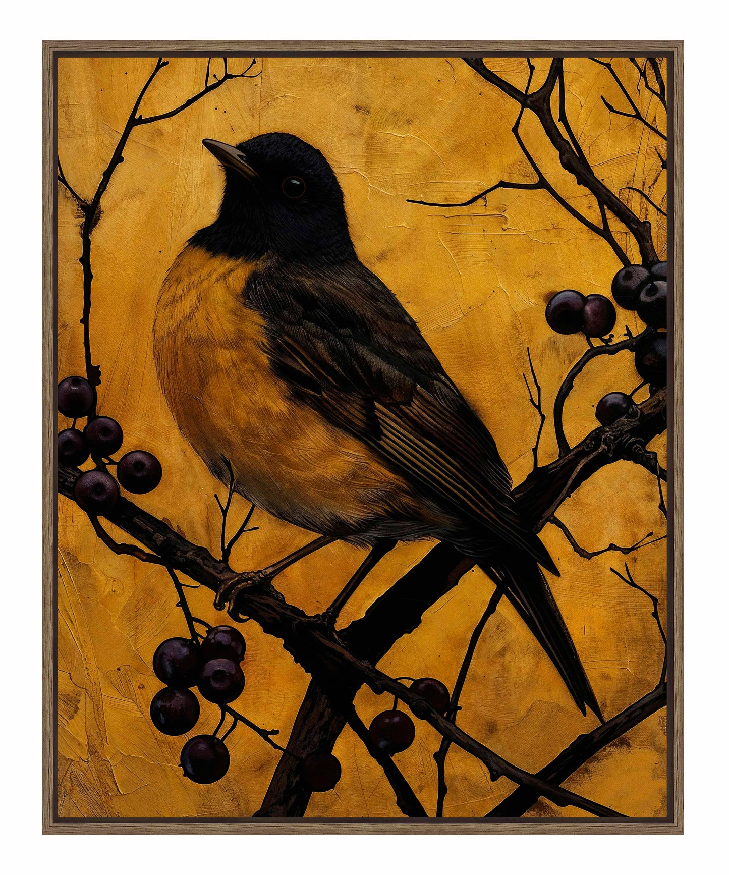Golden Twilight - Warbler Among Berries - Gallery Wrapped Canvas